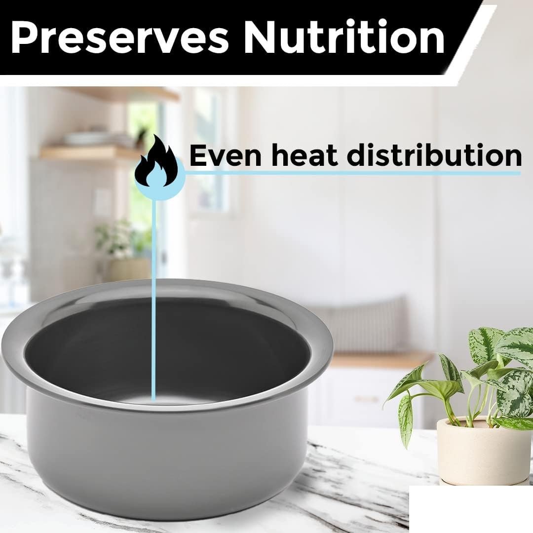 Kuber Industries Tope | Hard Anodized Patila | Non-Stick Tope | Heat Surround Cooking | Stove & Induction Cookware | Extra Deep Tope | Tope Kitchen Orgainzer | 3 Ltr | Silver