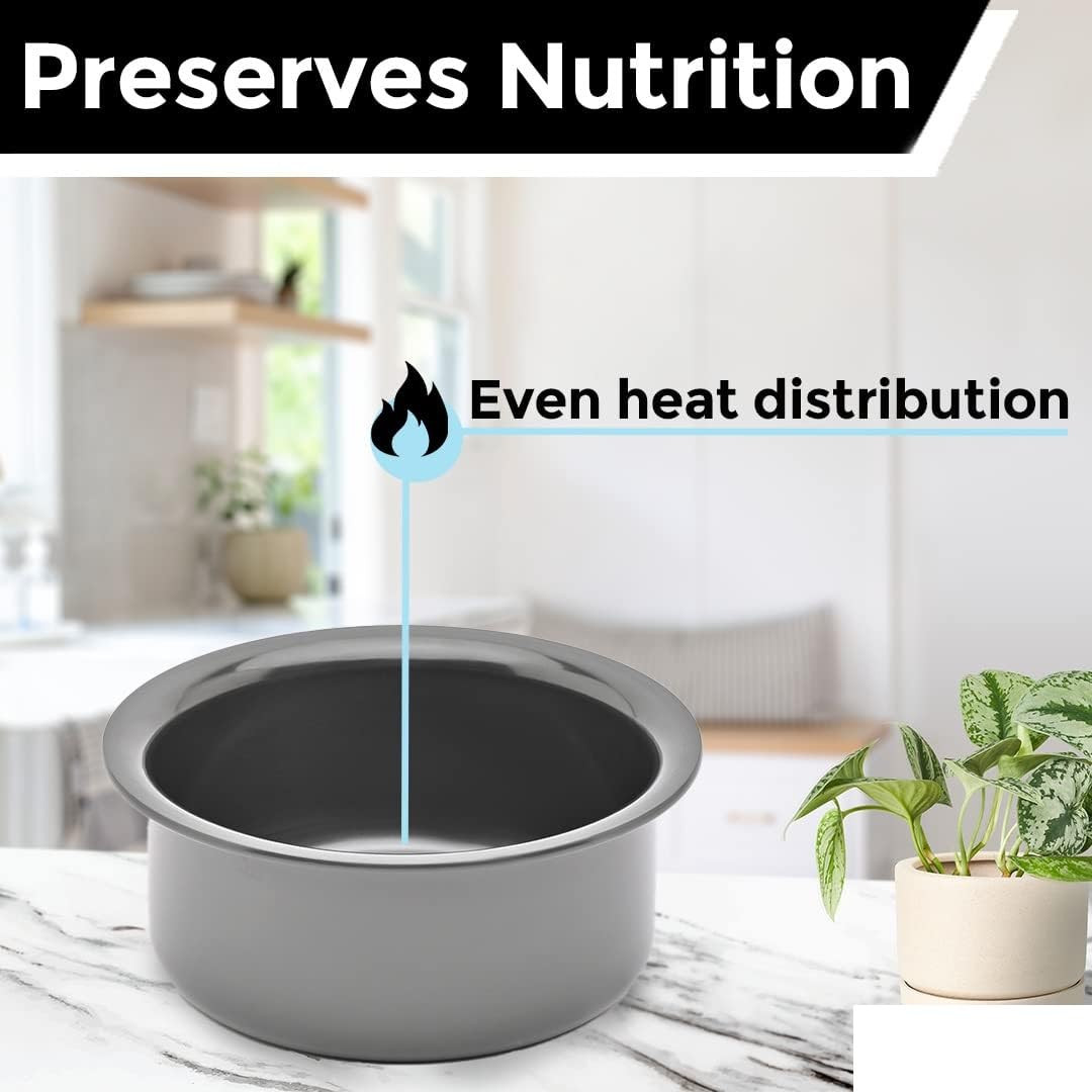Kuber Industries Tope | Hard Anodized Patila | Non-Stick Tope | Heat Surround Cooking | Stove & Induction Cookware | Extra Deep Tope | Tope Kitchen Orgainzer | 1.6 Ltr | Silver
