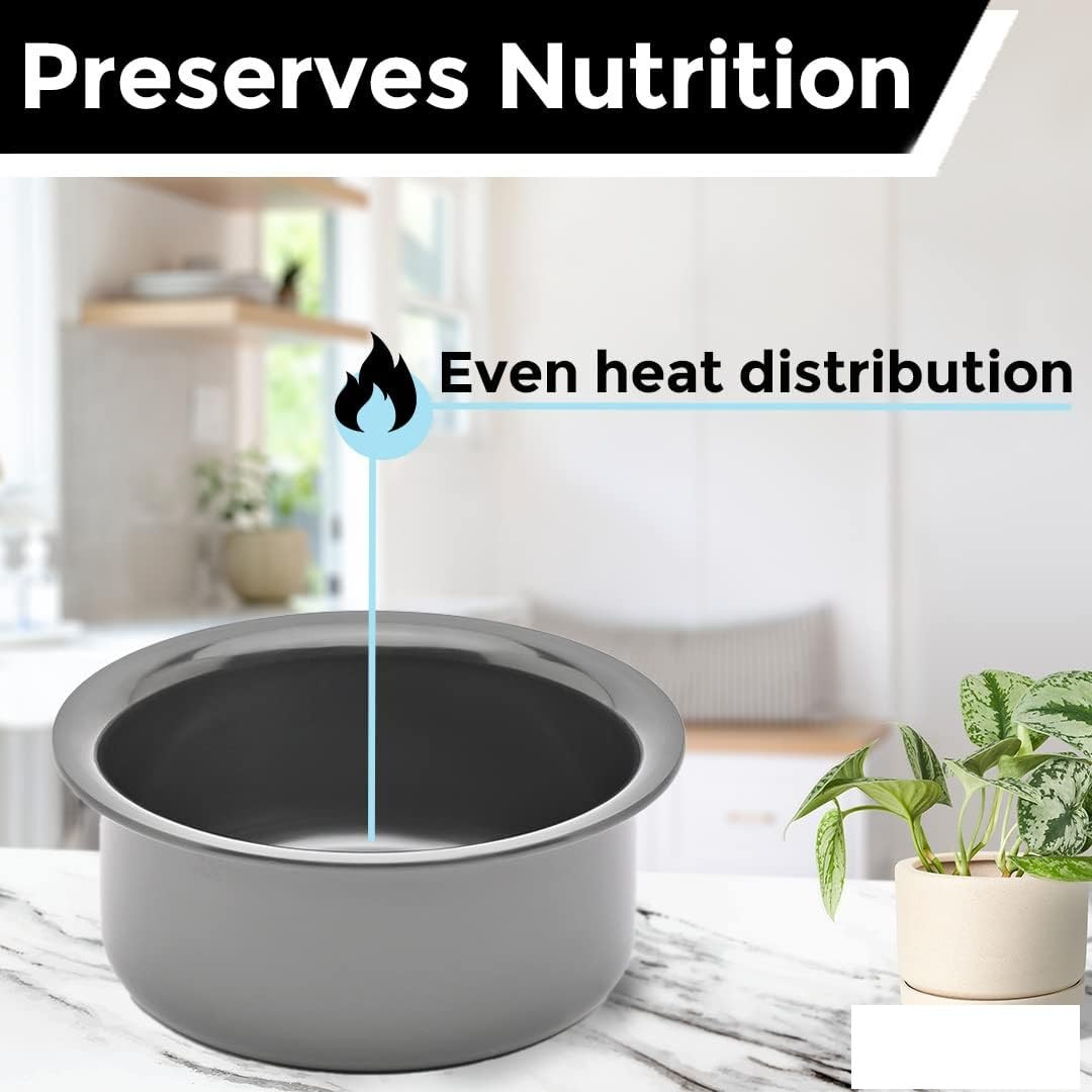 Kuber Industries Tope | Hard Anodized Patila | Non-Stick Tope | Heat Surround Cooking | Stove & Induction Cookware | Extra Deep Tope | Tope Kitchen Orgainzer | 2.3 Ltr | Silver