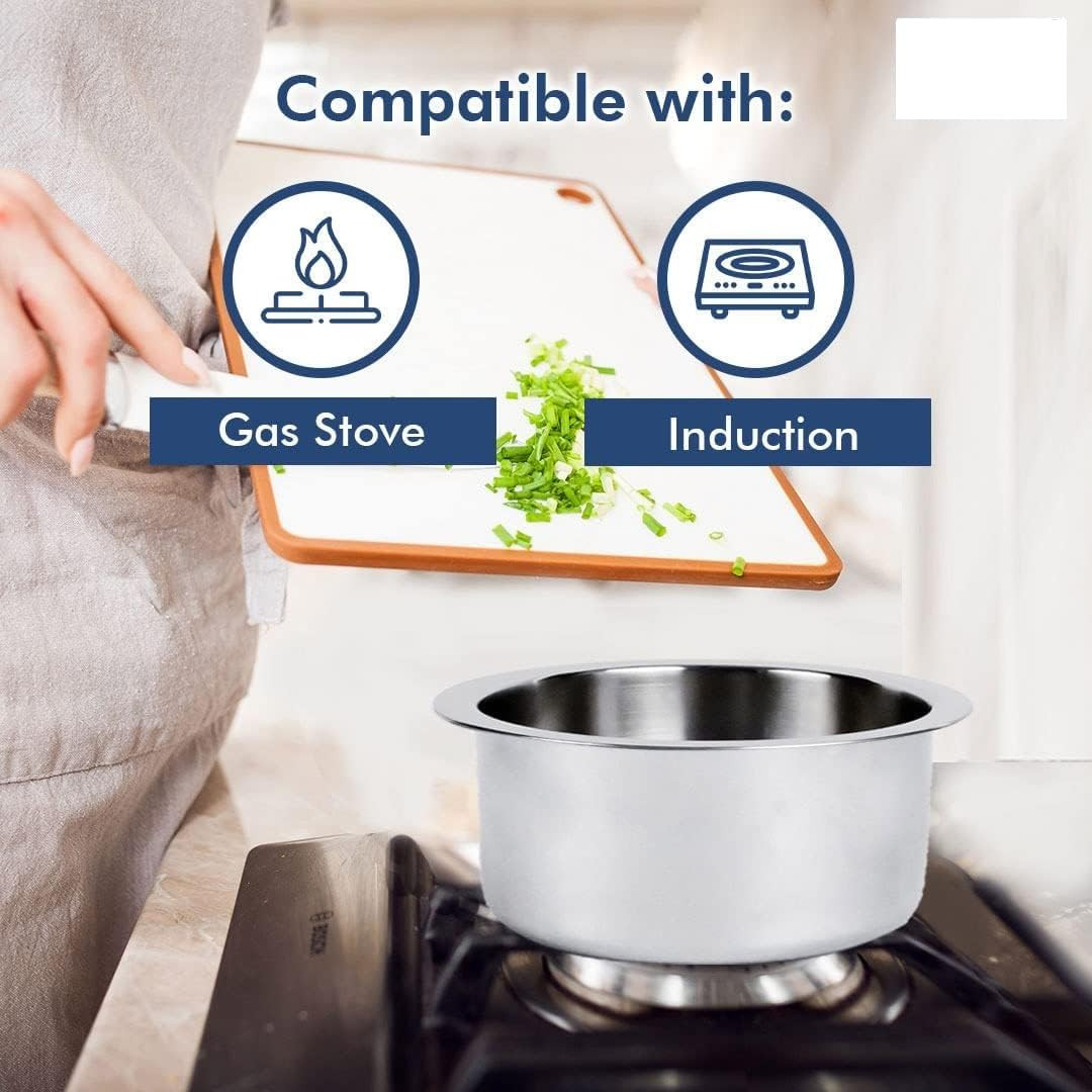 Kuber Industries Tope With Lid | Hard Anodized Patila | Triply Non-Stick Tope | Heat Surround Cooking | Stove & Induction Cookware | Extra Deep Tope | 1.5 Ltr | Silver