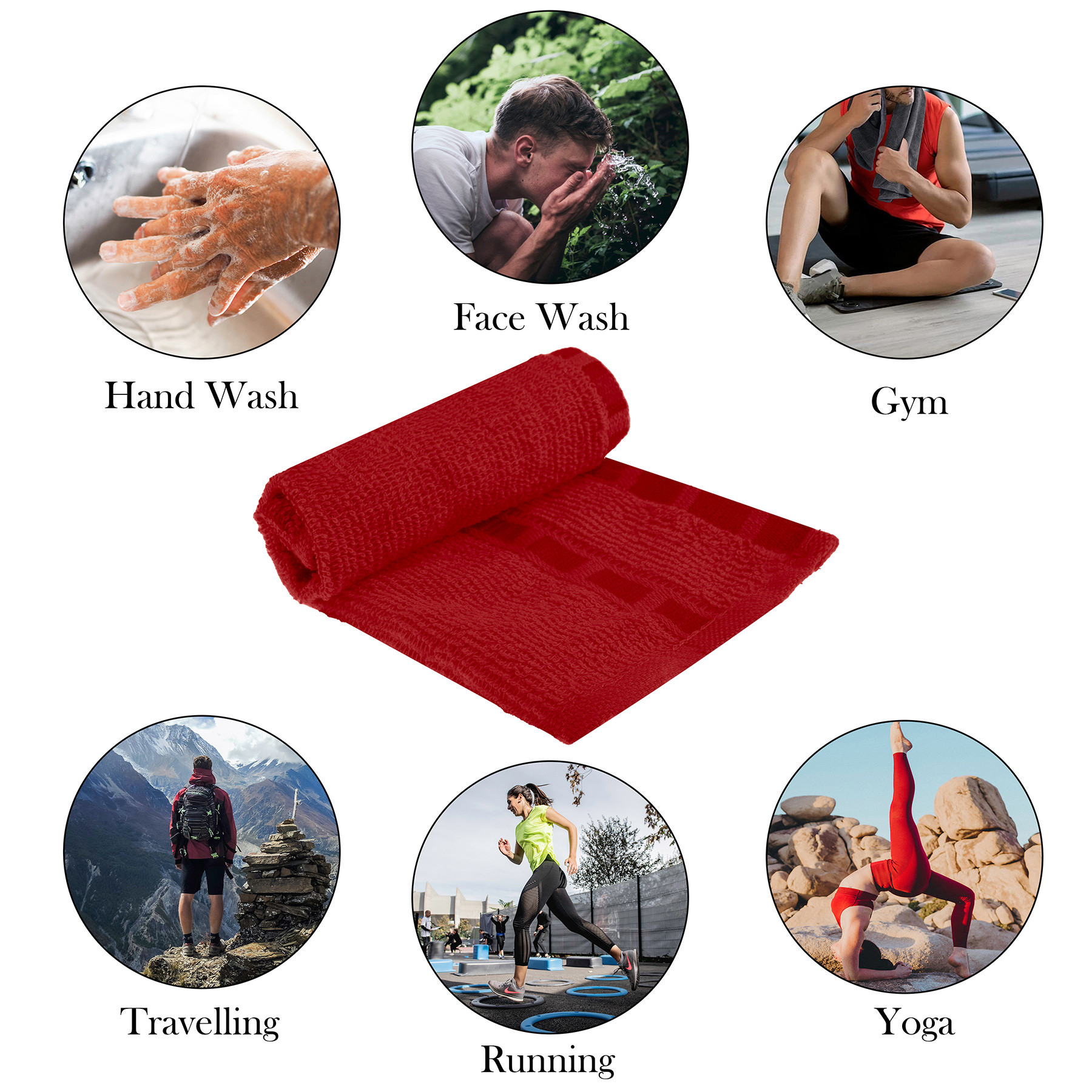 Kuber Industries Towel Handkerchief  Cotton Face Towel  Face Towel  Sweat Absorbent Handkerchief  Unisex Plain Hanky  Face Towel Hankies  Set of 6  Multicolor