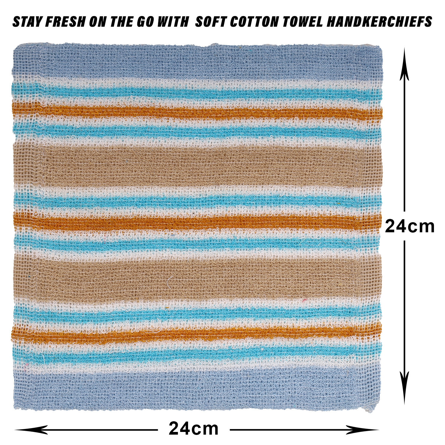Kuber Industries Towel Handkerchief | Cotton Face Towel | Face Towel | Sweat Absorbent Handkerchief | Unisex Multi Lining Hanky | Face Towel Hankies | Set of 6 | Multicolor
