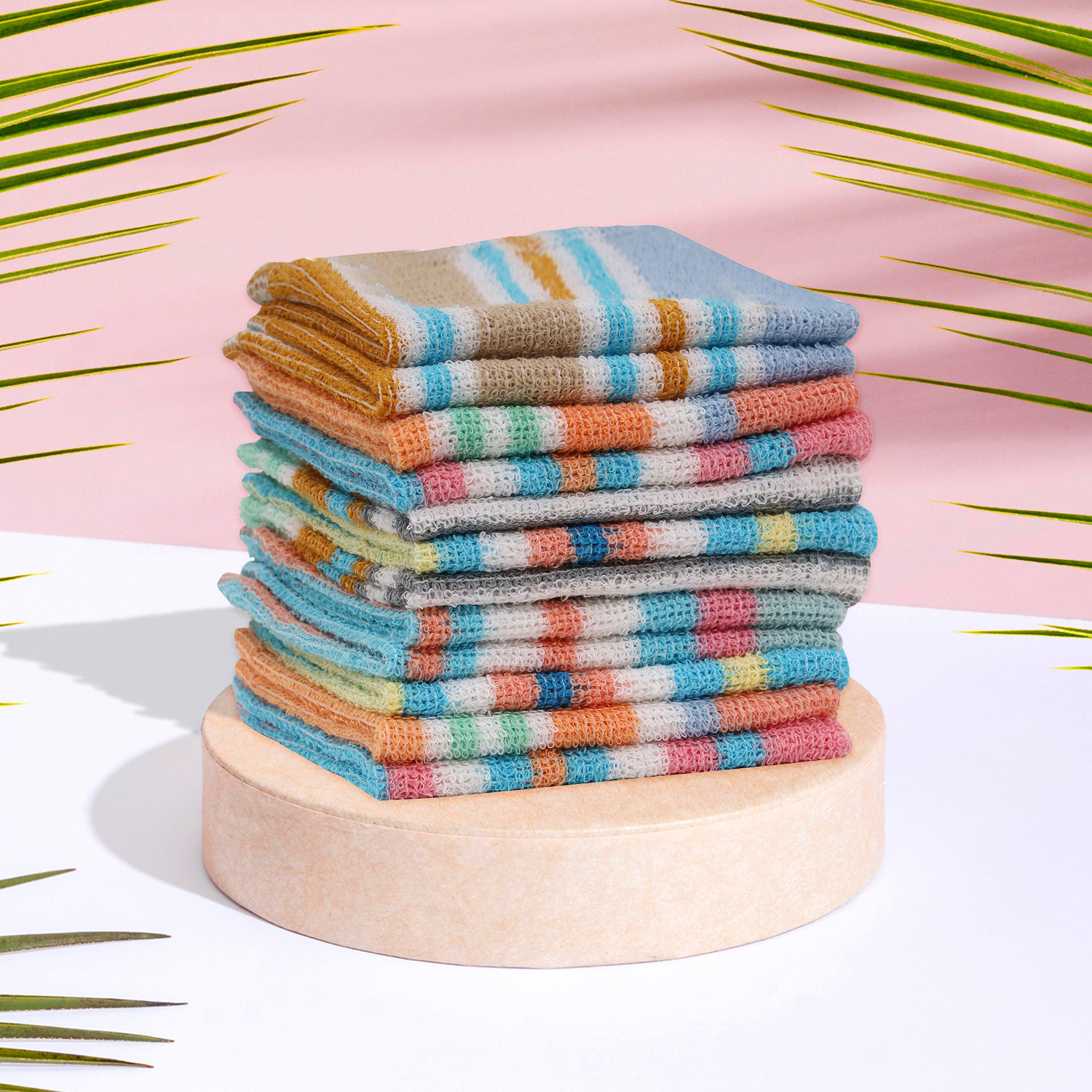 Kuber Industries Towel Handkerchief | Cotton Face Towel | Face Towel | Sweat Absorbent Handkerchief | Unisex Multi Lining Hanky | Face Towel Hankies | Set of 6 | Multicolor