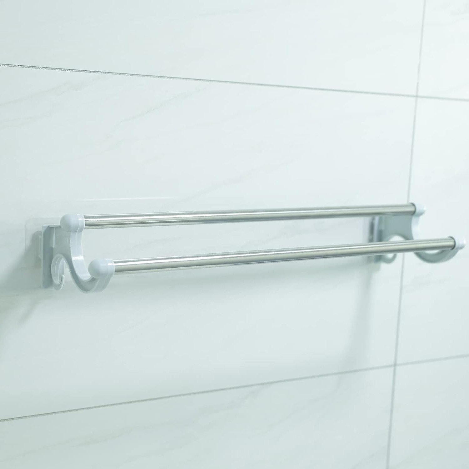 Kuber Industries Towel Hanger for Bathroom|Wall Mounted Cloth Hanger|Multipurpose Cloth & Napkin Holder|Stainless Steel & PP|Self-Adhesive DIY Installation|Bathroom & Kitchen Organizer|FJ-07|Grey