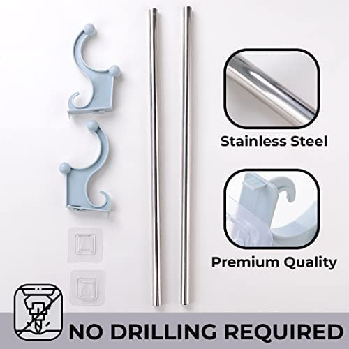Kuber Industries Towel Hanger for Bathroom|Wall Mounted Cloth Hanger|Multipurpose Cloth & Napkin Holder|Stainless Steel & PP|Self-Adhesive DIY Installation|Bathroom & Kitchen Organizer|FJ-07|Grey
