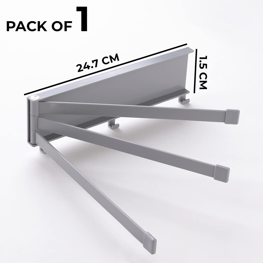 Kuber Industries Towel Holder Set|3 180 Degree Rotation Bars|Premium Quality PP|Self-Adhesive DIY Installation|Multi-Purpose Bathroom & Kitchen Towel Holder|Minimalist Bathroom Accessories|A3027|Grey