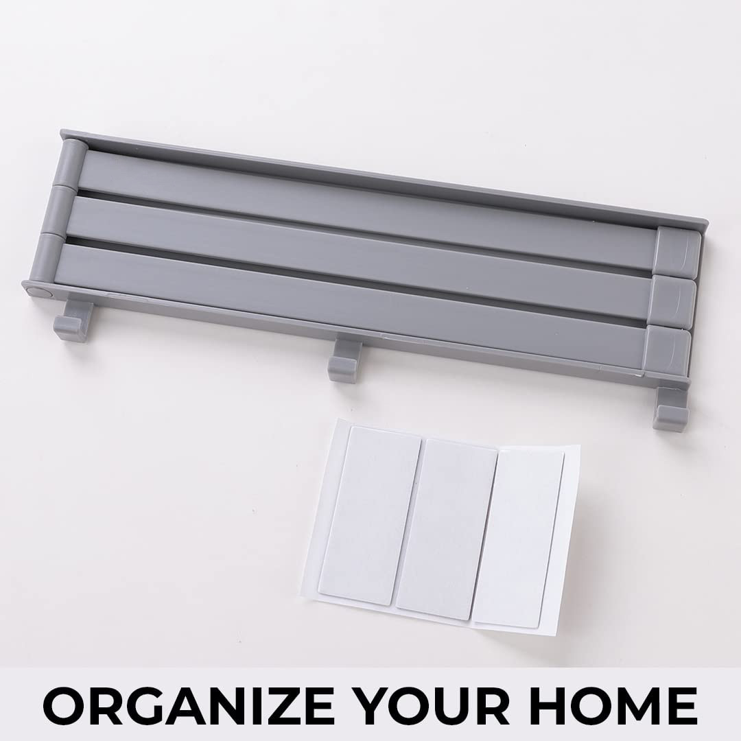 Kuber Industries Towel Holder Set|3 180 Degree Rotation Bars|Premium Quality PP|Self-Adhesive DIY Installation|Multi-Purpose Bathroom & Kitchen Towel Holder|Minimalist Bathroom Accessories|A3027|Grey