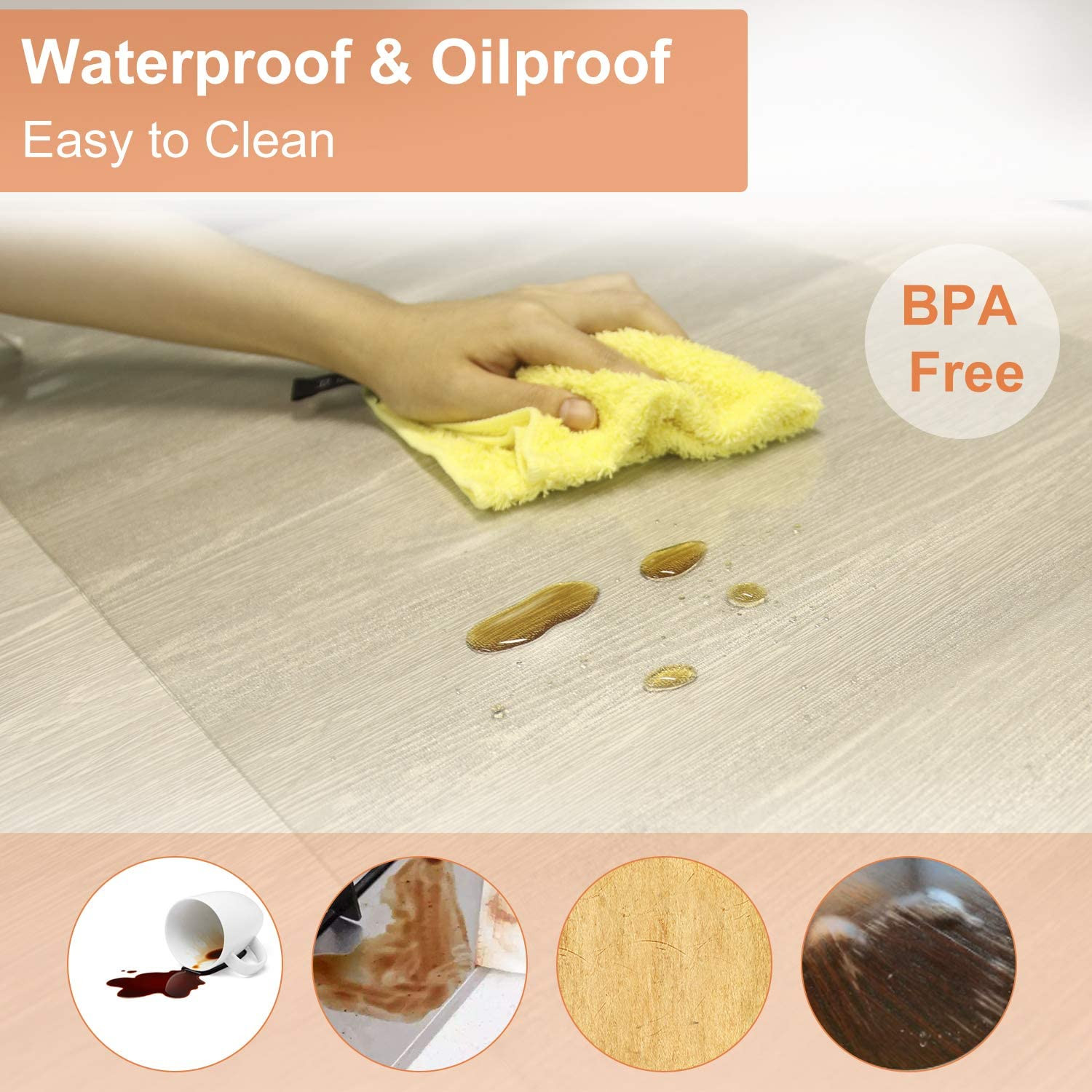 Kuber Industries Tranasparent Desk Protector,Office Desk Mat, Mouse Pad, Laptop Desk Pad, Non-Slip, Waterproof Desk Writing Pad for Office and Home, 18