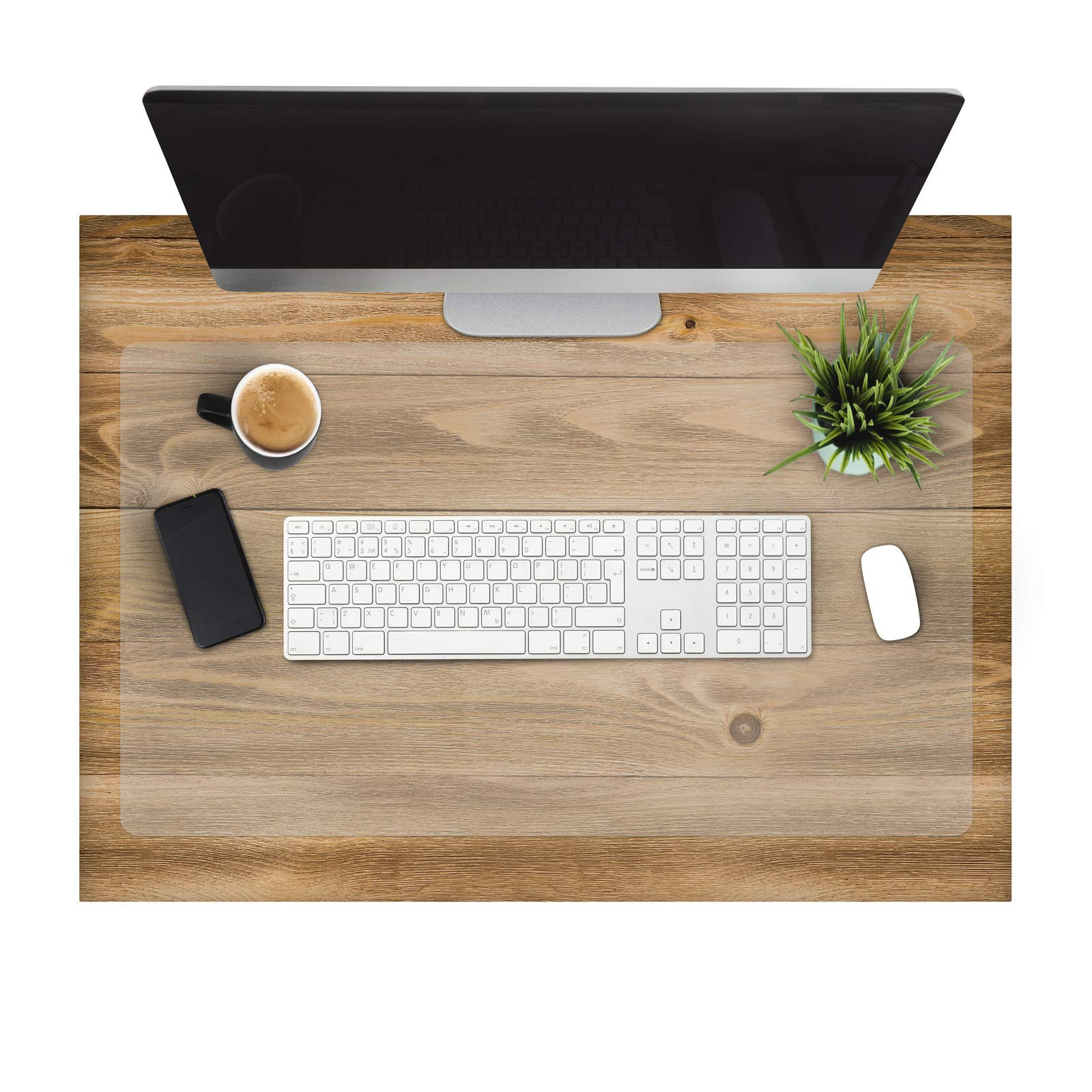 Kuber Industries Tranasparent Desk Protector,Office Desk Mat, Mouse Pad, Laptop Desk Pad, Non-Slip, Waterproof Desk Writing Pad for Office and Home, 18