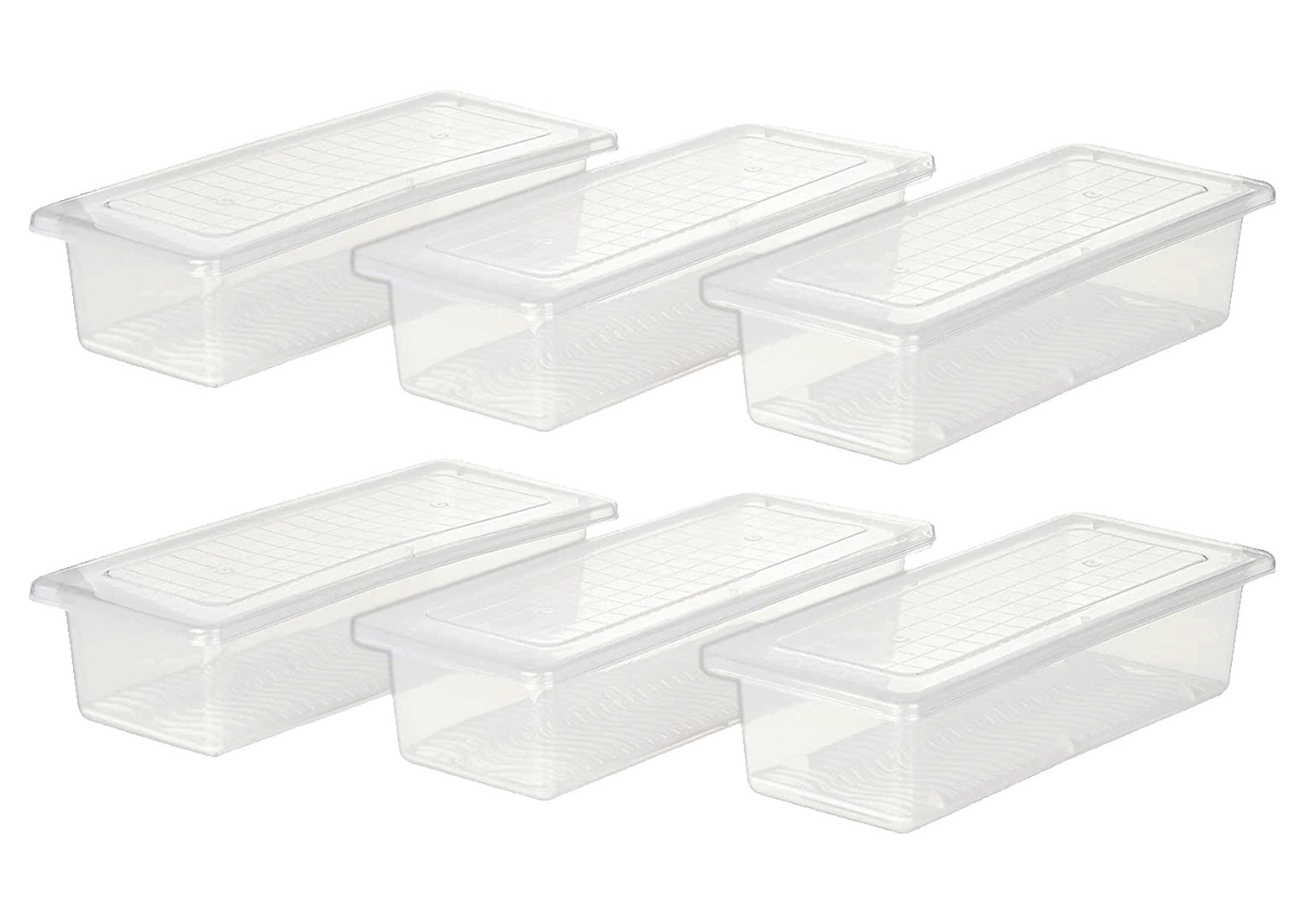 Kuber Industries Tranasparent Plastic Fridge/Refrigerator Food Storage Container With Drain Plate & Lid- (White)-45KM041