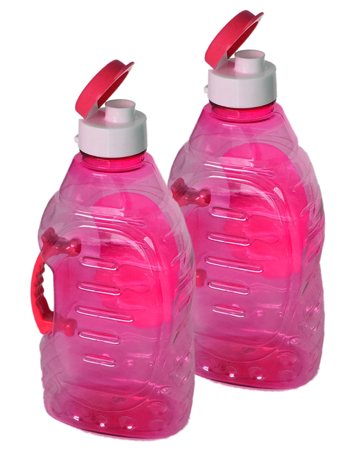 Kuber Industries Tranasparent Platic Water Bottle With Handle, 1500ml (Pink)