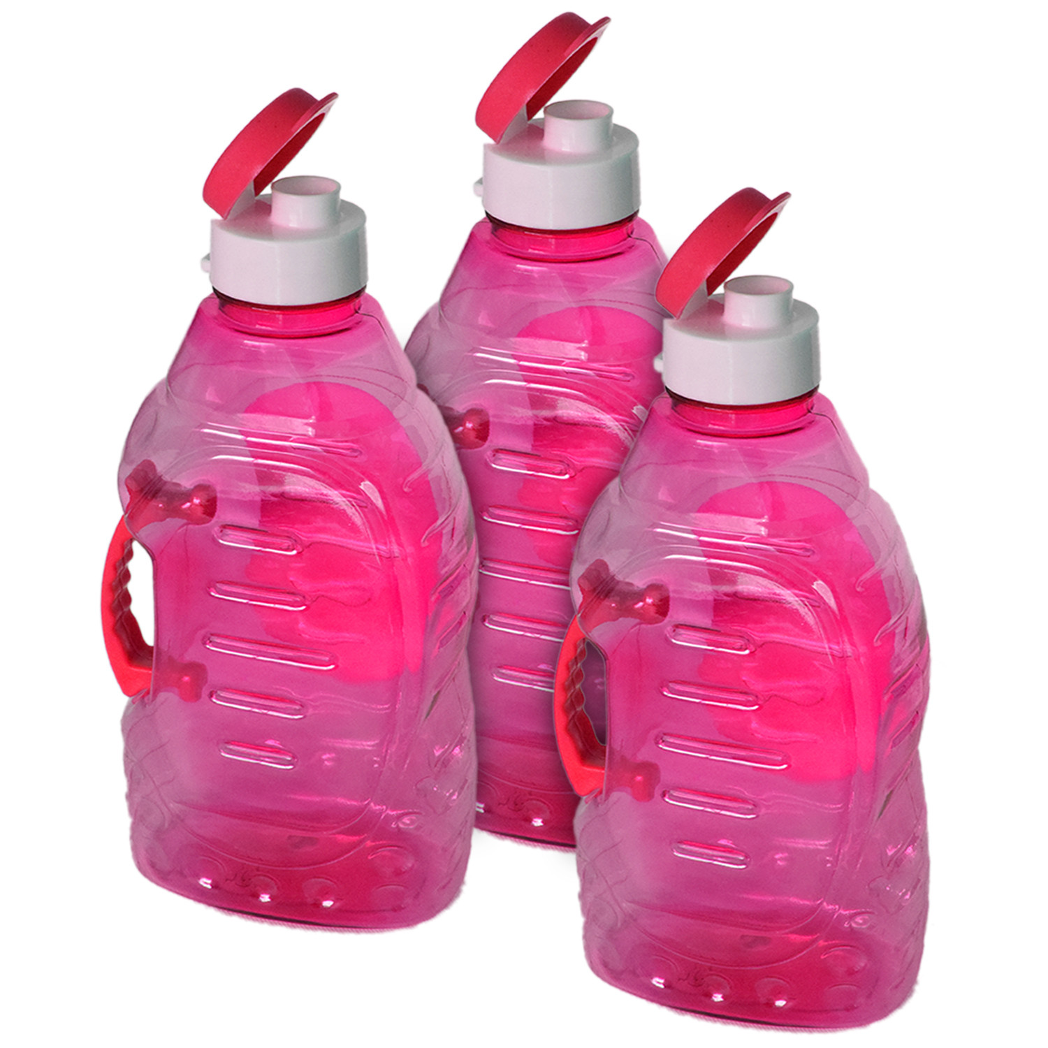 Kuber Industries Tranasparent Platic Water Bottle With Handle, 1500ml (Pink)
