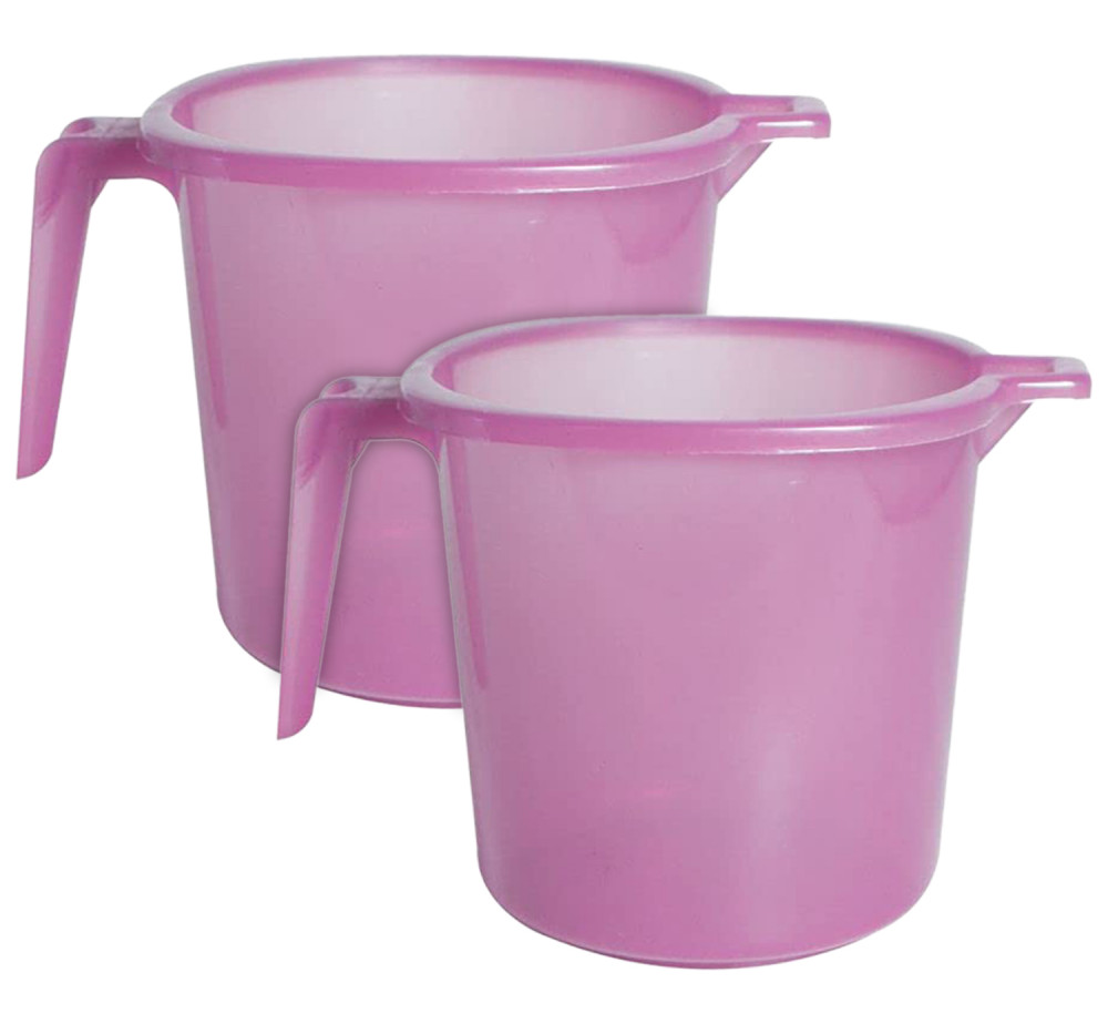 Kuber Industries Tranasparent Small Plastic Bathroom Mug, 1 Litre-(Pink)