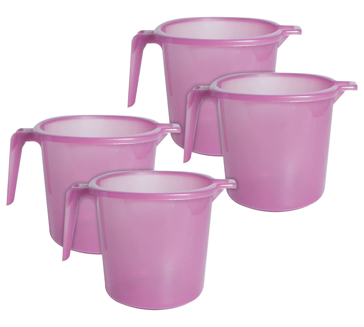 Kuber Industries Tranasparent Small Plastic Bathroom Mug, 1 Litre-(Pink)