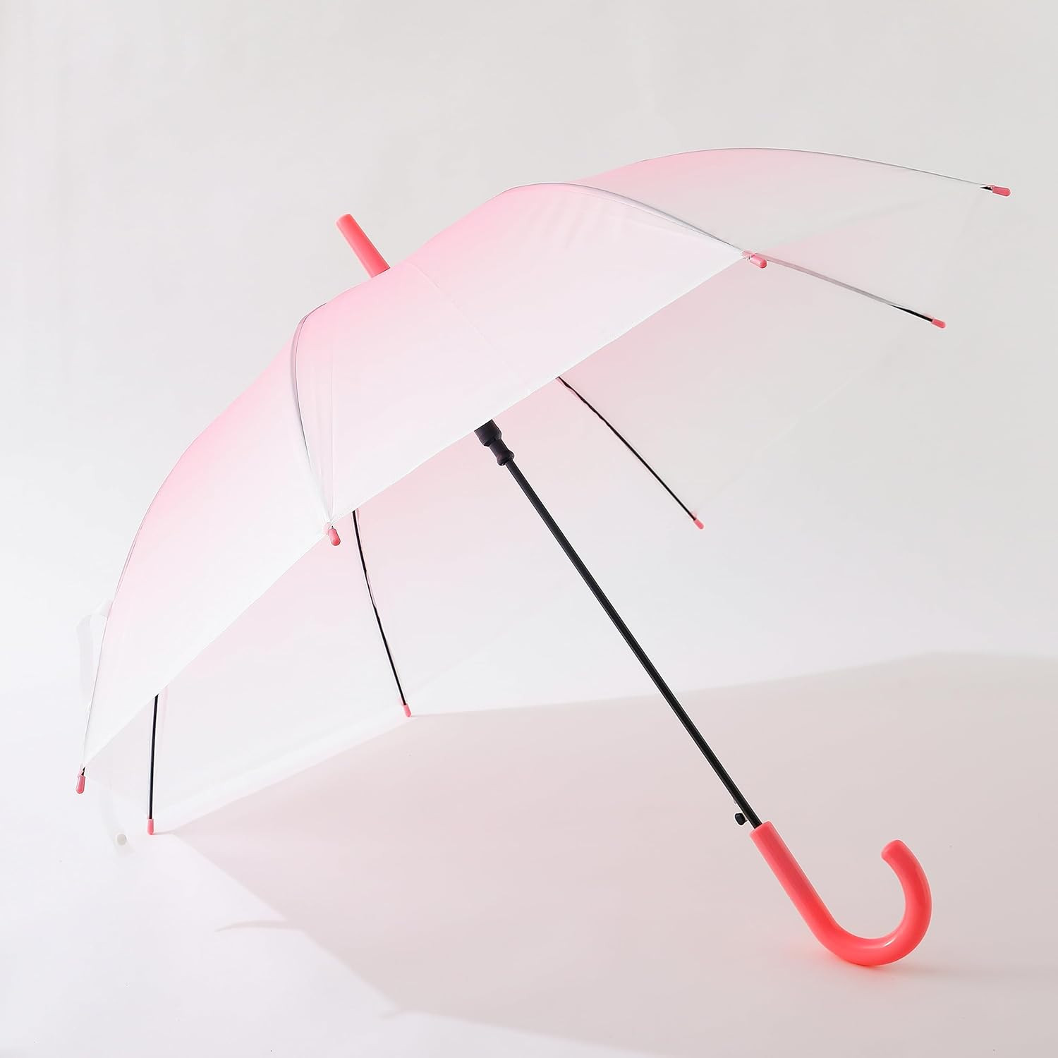 Kuber Industries Transparent Umbrella For Men & Women|Automatic Umbrella For Rain (Pink)