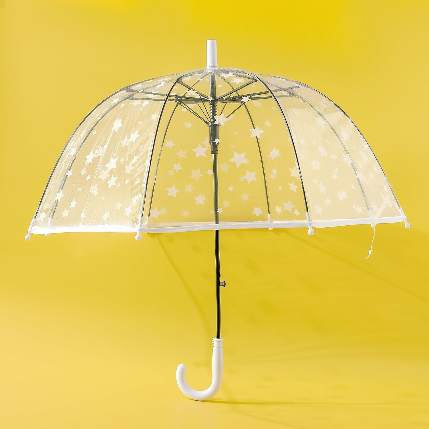 Kuber Industries Transparent Umbrella For Men & Women|Automatic Umbrella For Rain (White)