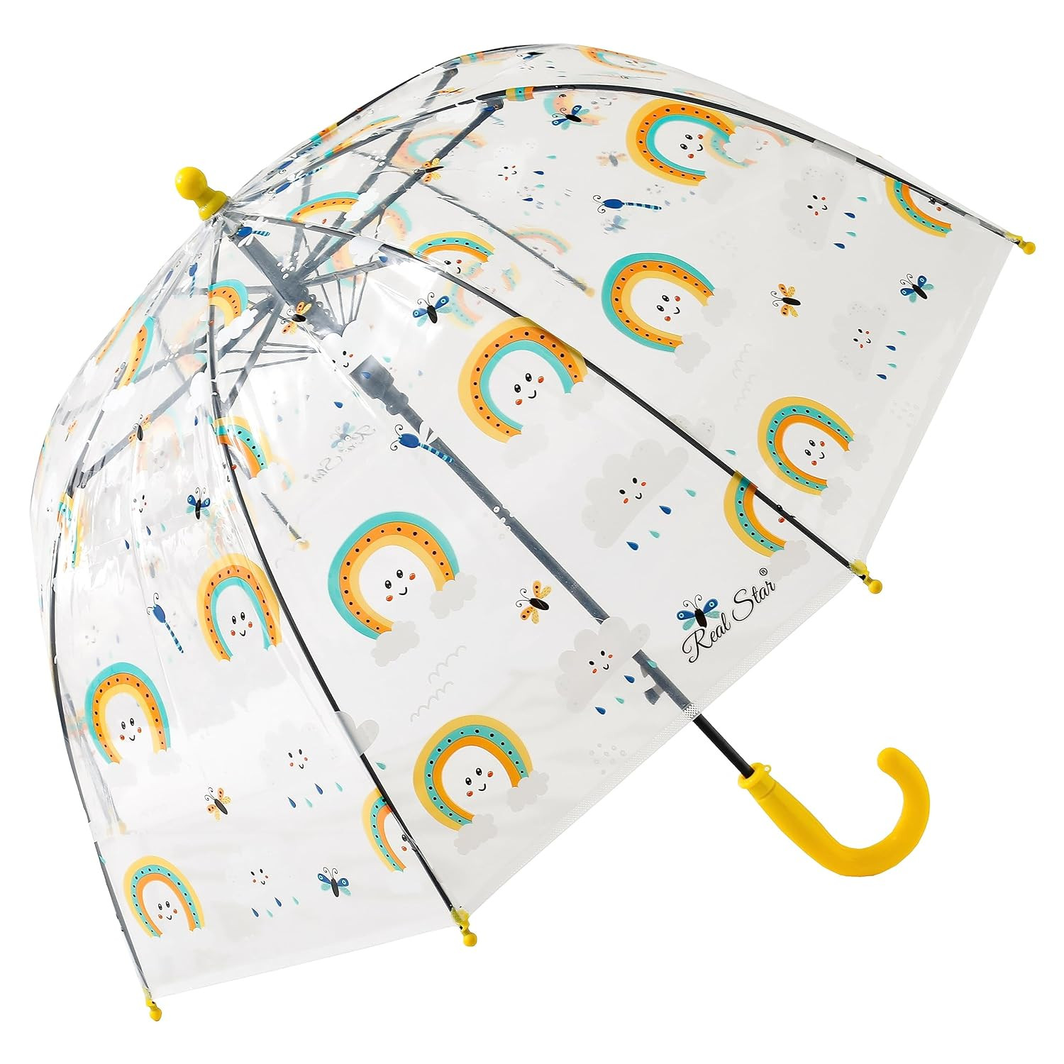 Kuber Industries Transparent Umbrella For Men & Women|Automatic Umbrella For Rain (Yellow)
