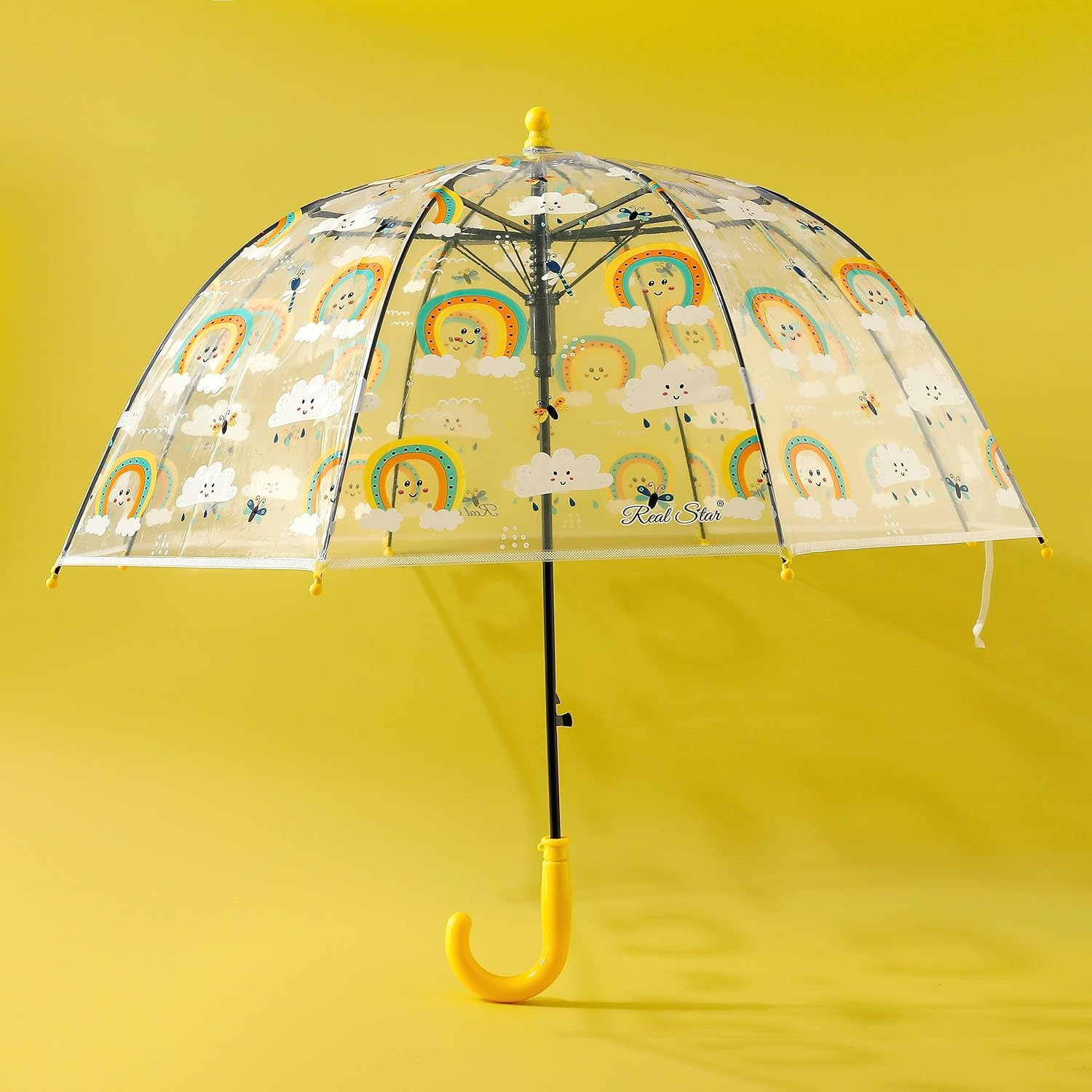 Kuber Industries Transparent Umbrella For Men & Women|Automatic Umbrella For Rain (Yellow)