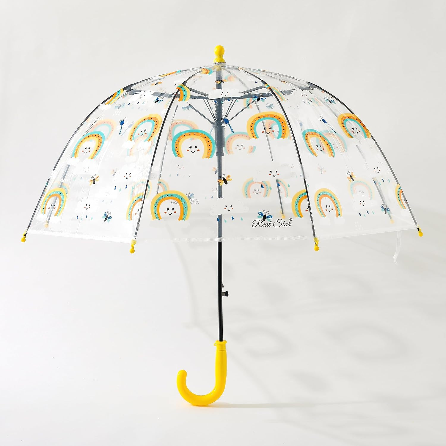 Kuber Industries Transparent Umbrella For Men & Women|Automatic Umbrella For Rain (Yellow)