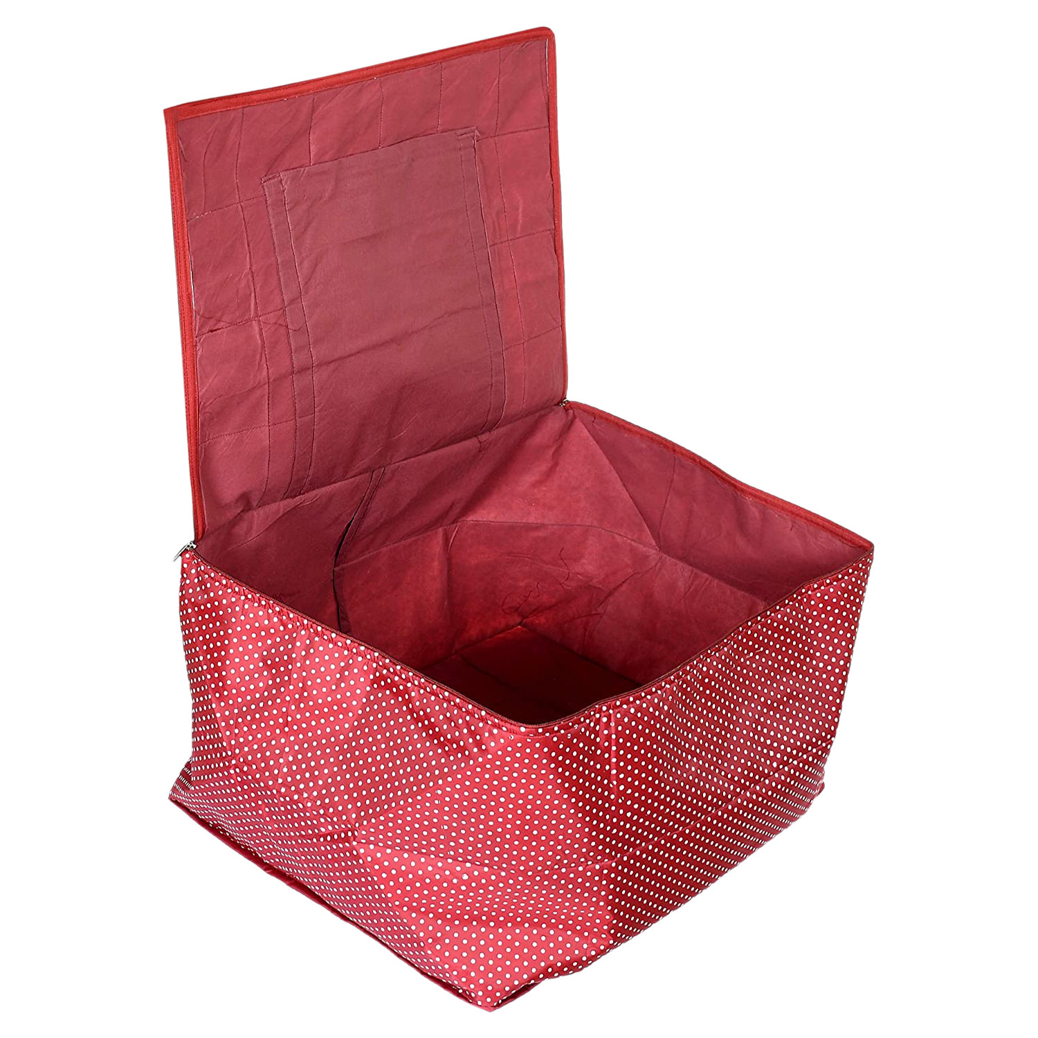 Kuber Industries Travel Duffle Bag For Women Men|Dot Print Large Size Underbed Storage Bag|Polyester Waterproof Wardrobe Organizer (Maroon)
