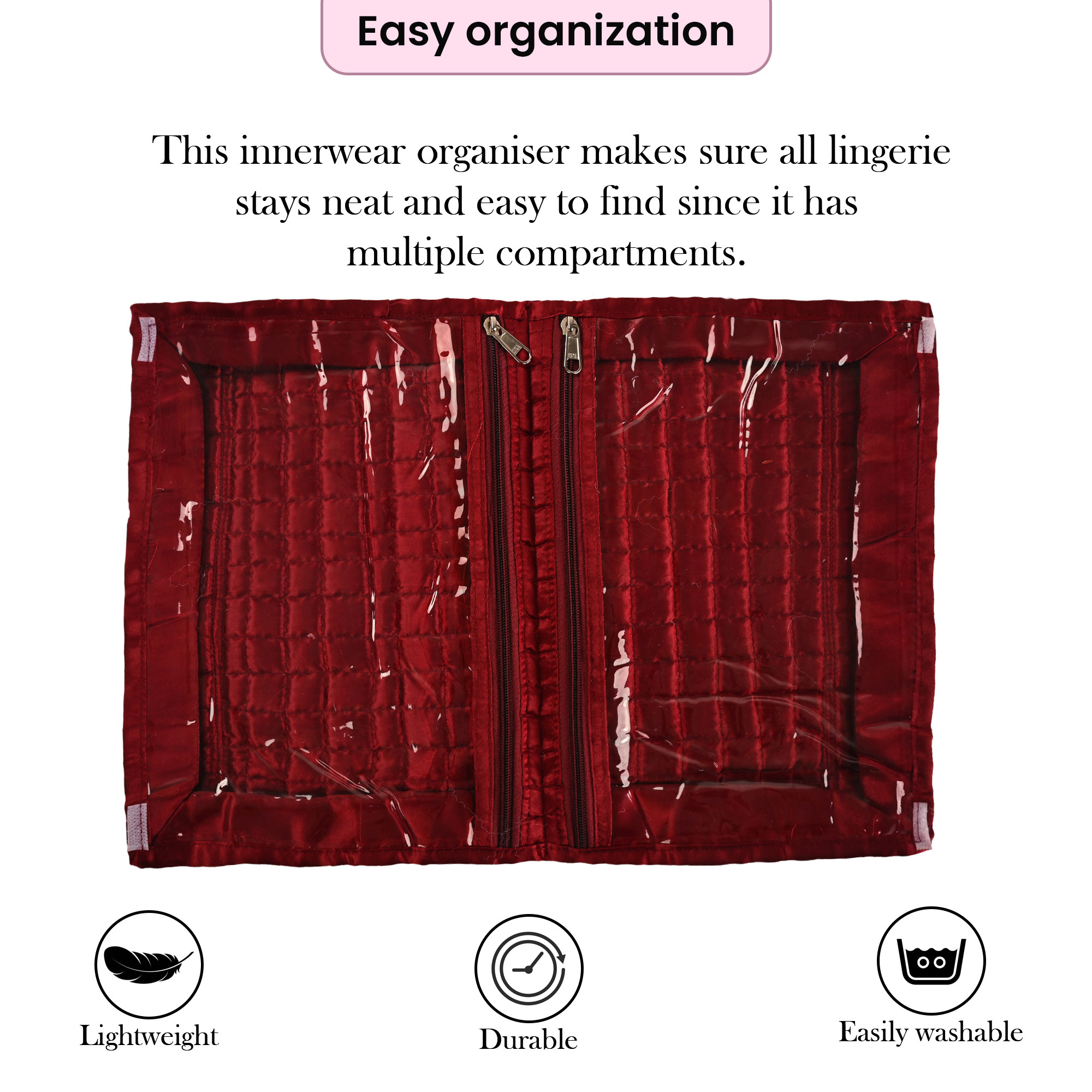 Kuber Industries Travel Kit For Toiletries  Bathroom Toiletry Organiser  Vanity Storage BagPouch For Women  Satin Frill - Maroon