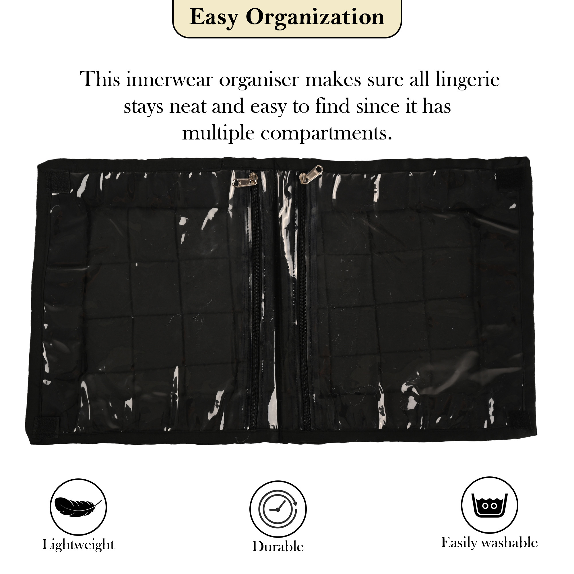 Kuber Industries Travel Kit For Toiletries  Polka Dots Bathroom Toiletry Organiser  Vanity Storage BagPouch For Women  Black