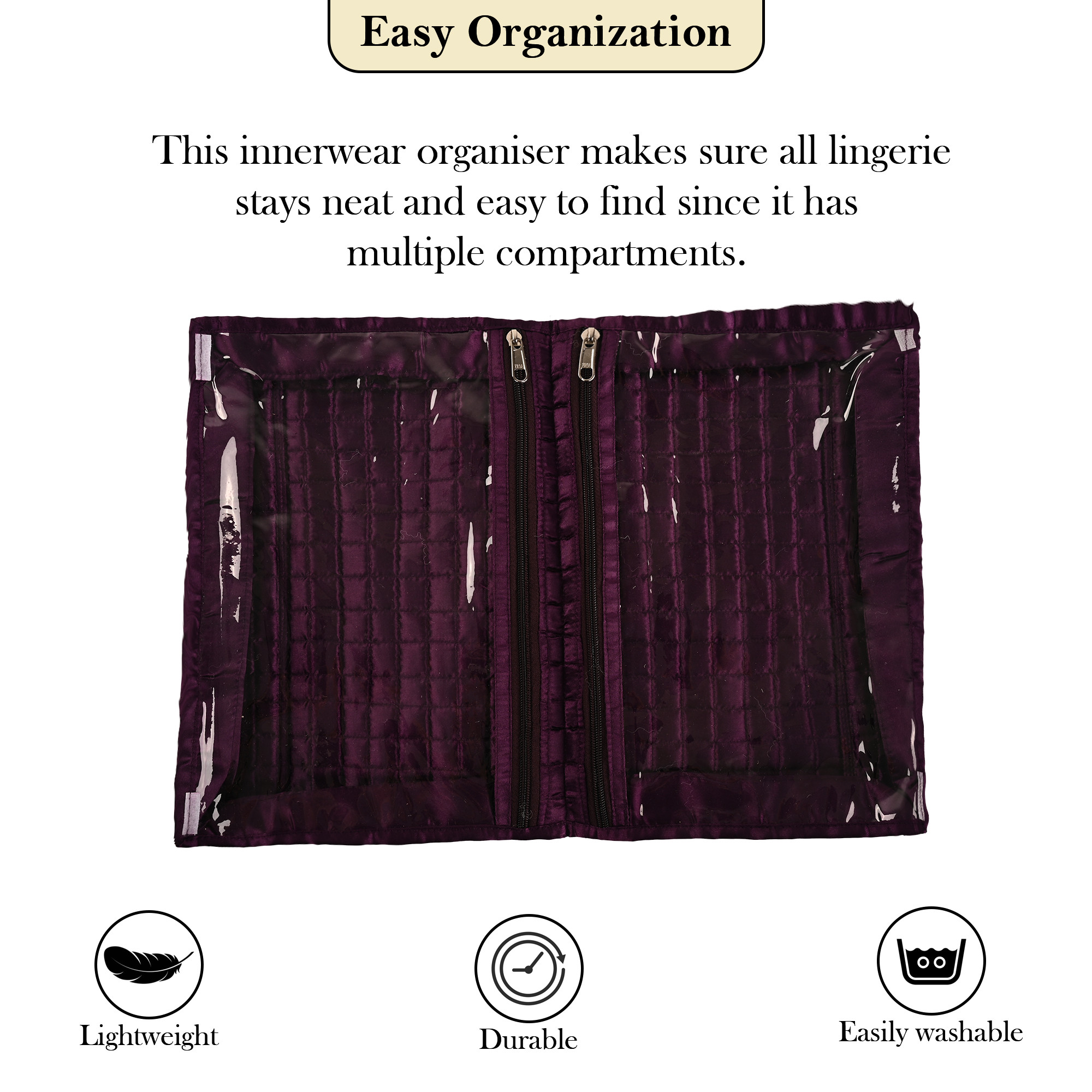 Kuber Industries Travel Kit For Toiletries  Satin Frill Bathroom Toiletry Organiser  Vanity Storage BagPouch For Women  Purple