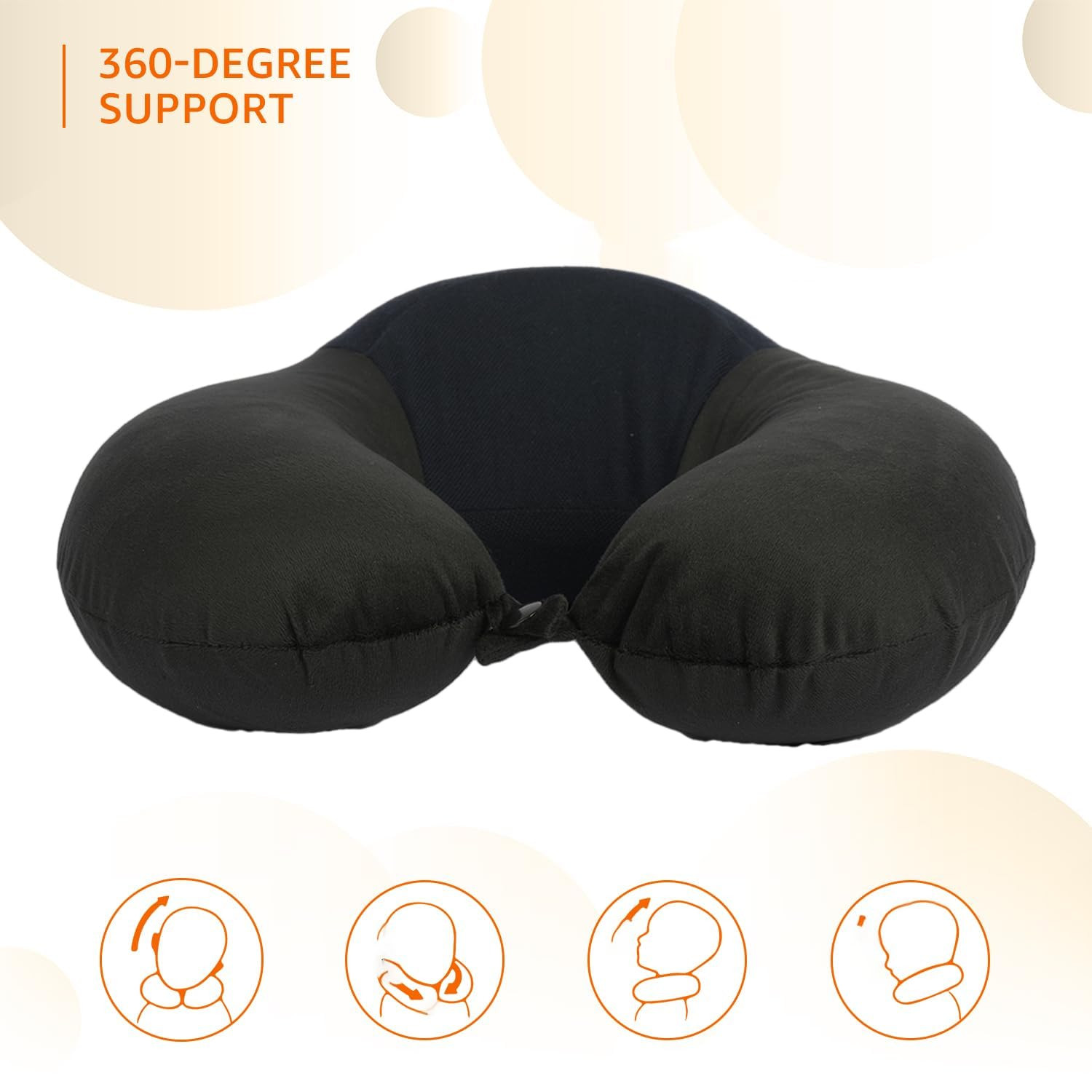 Kuber Industries Travel Neck Pillow With Sleeping Eye Mask|Neck Support Rest Pillow|Velvet Cover With Microfiber Fillling (Black)