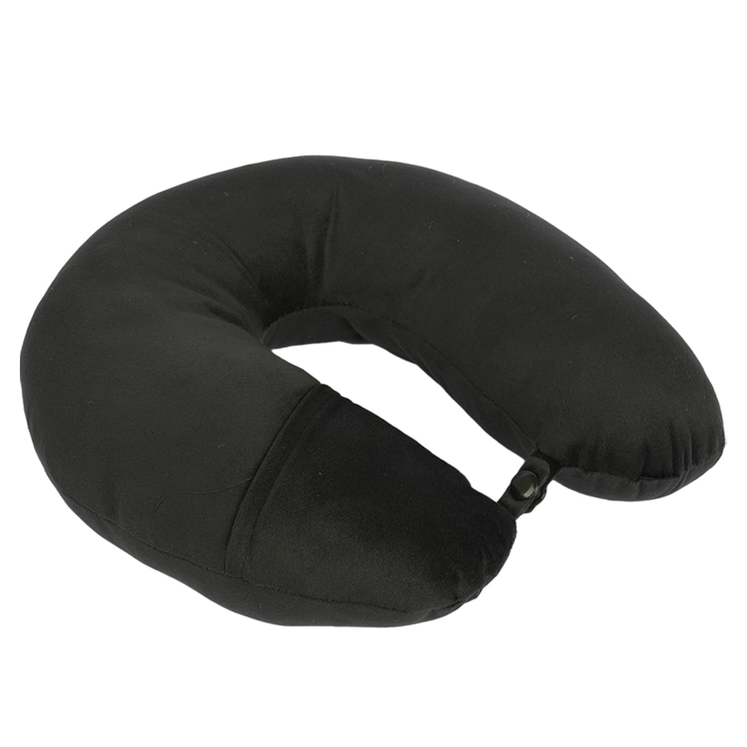 Kuber Industries Travel Neck Pillow|Neck Support Rest Pillow|Velvet Cover With Microfiber Fillling (Black)