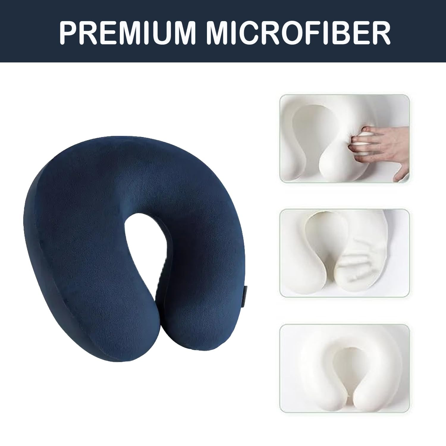 Kuber Industries Travel Neck Pillow|Neck Support Rest Pillow|Velvet Cover With Microfiber Fillling (Blue)