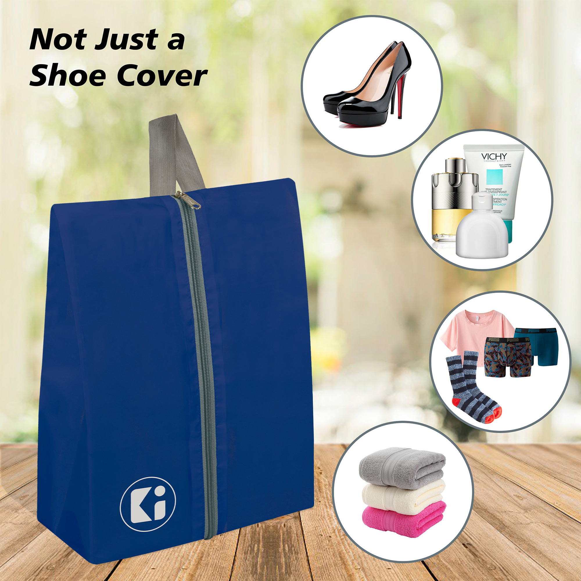 Kuber Industries Travel Organizer | Travel Shoe Carrying Bag | Toiletry Pouch with Zipper | Shoe Cover for Travel-Hiking-Adventure | Multipurpose Storage Organizer Bag | Royal Blue