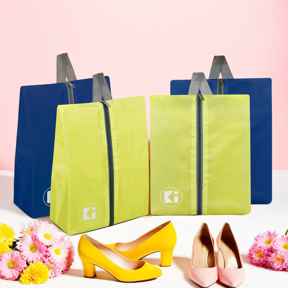 Kuber Industries Travel Organizer | Travel Shoe Carrying Bag | Toiletry Pouch with Zipper | Shoe Cover for Travel-Adventure | Multipurpose Storage Organizer Bag | Yellow &amp; Royal Blue