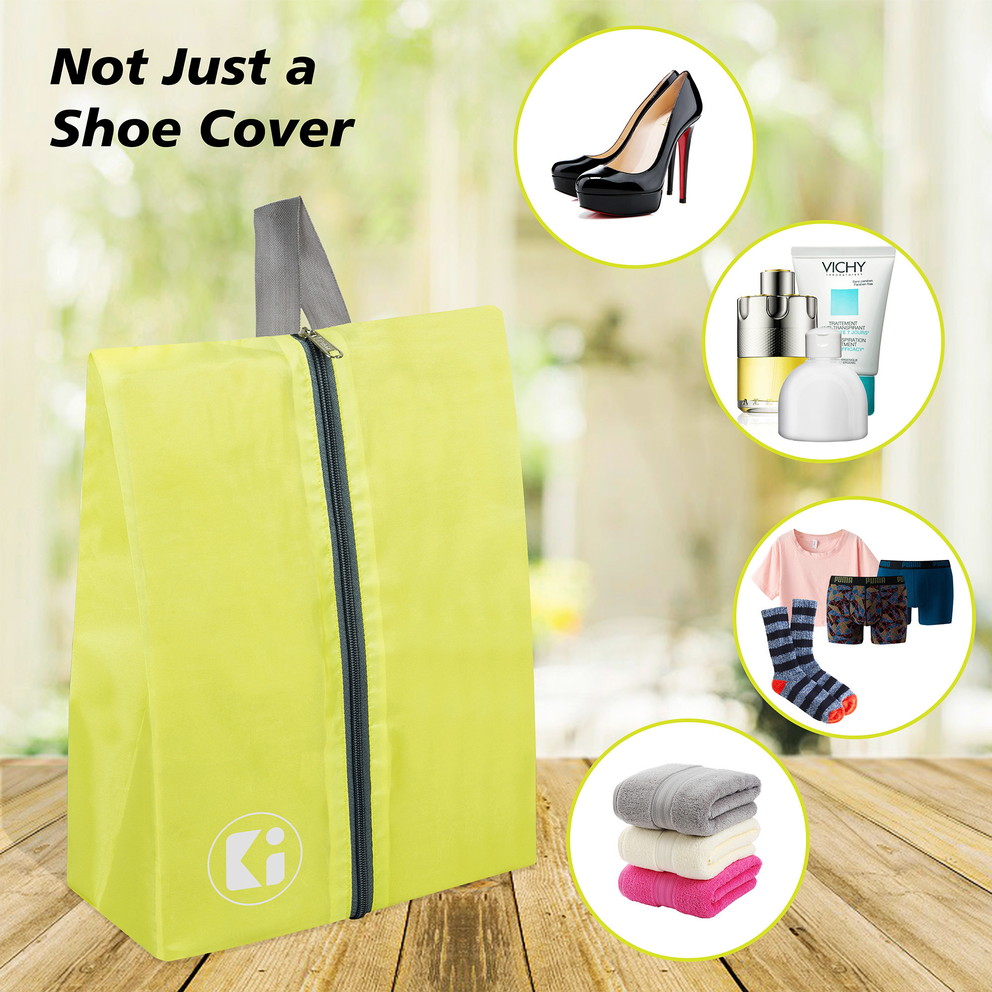 Kuber Industries Travel Organizer | Travel Shoe Carrying Bag | Toiletry Pouch with Zipper | Shoe Cover for Travel-Adventure | Multipurpose Storage Organizer Bag | Yellow & Royal Blue