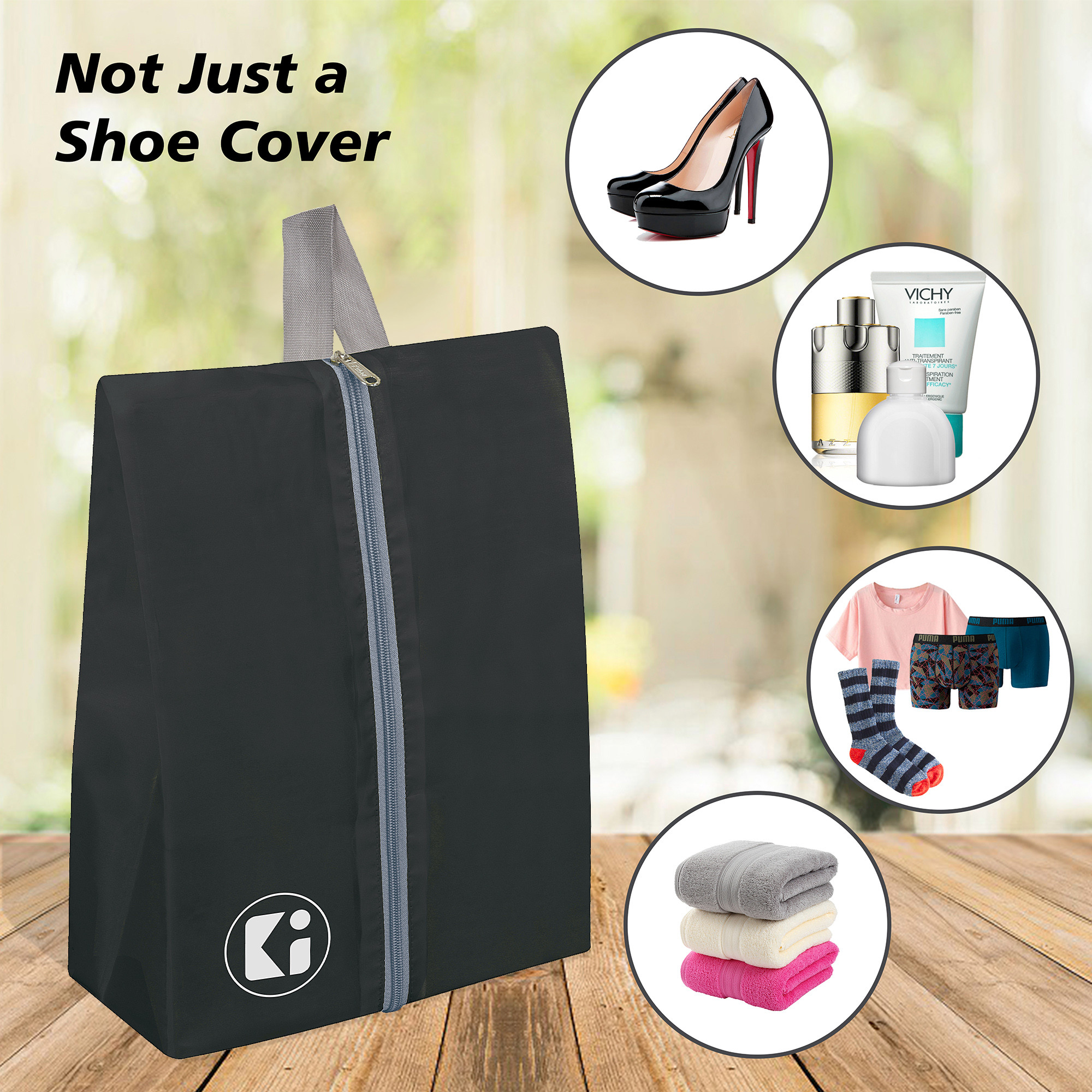 Kuber Industries Travel Organizer | Travel Shoe Carrying Bag | Toiletry Pouch with Zipper | Shoe Cover for Travel-Adventure | Multipurpose Storage Organizer Bag | Royal Blue & Black