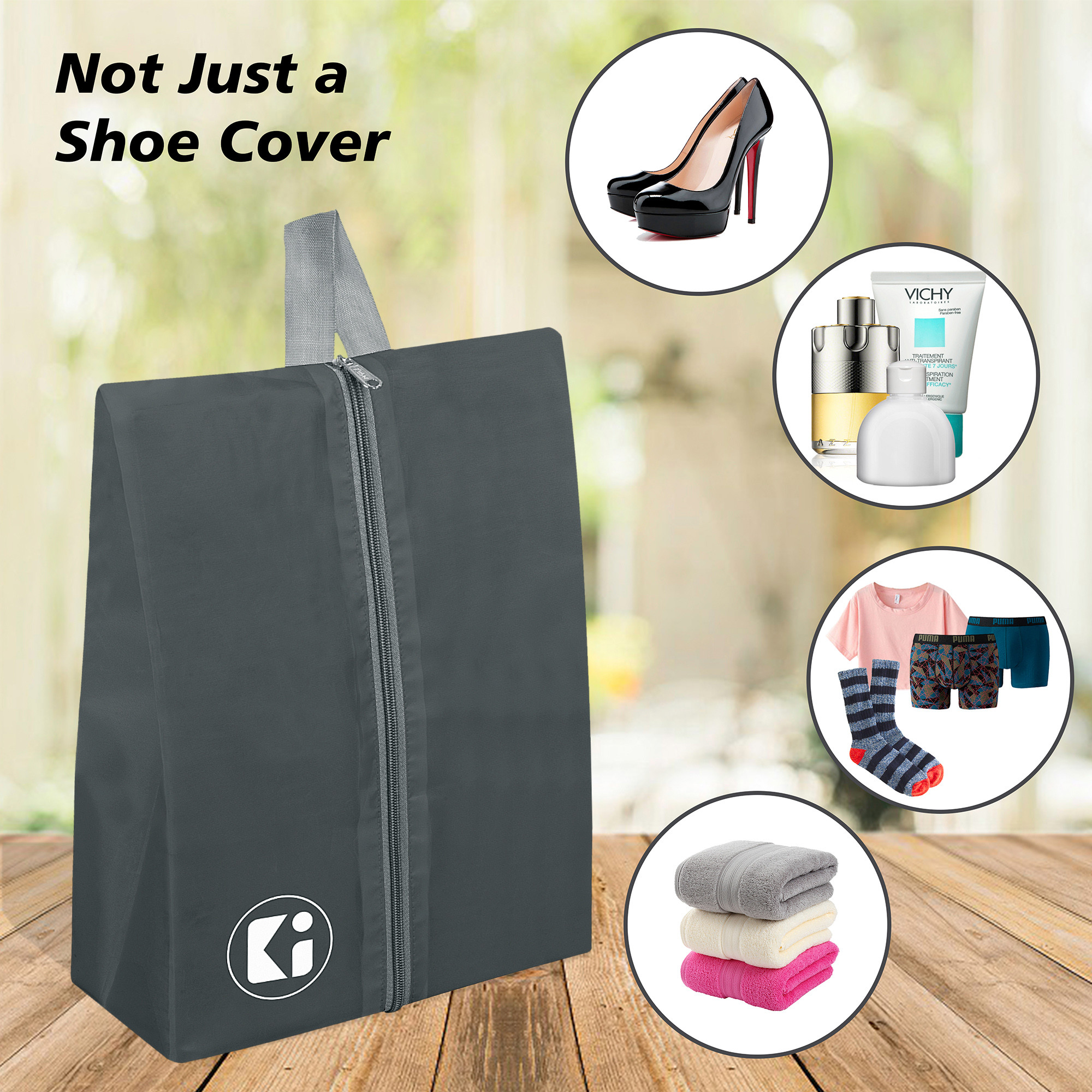 Kuber Industries Travel Organizer | Travel Shoe Carrying Bag | Toiletry Pouch with Zipper | Shoe Cover for Travel-Adventure | Multipurpose Storage Organizer Bag | Royal Blue & Gray