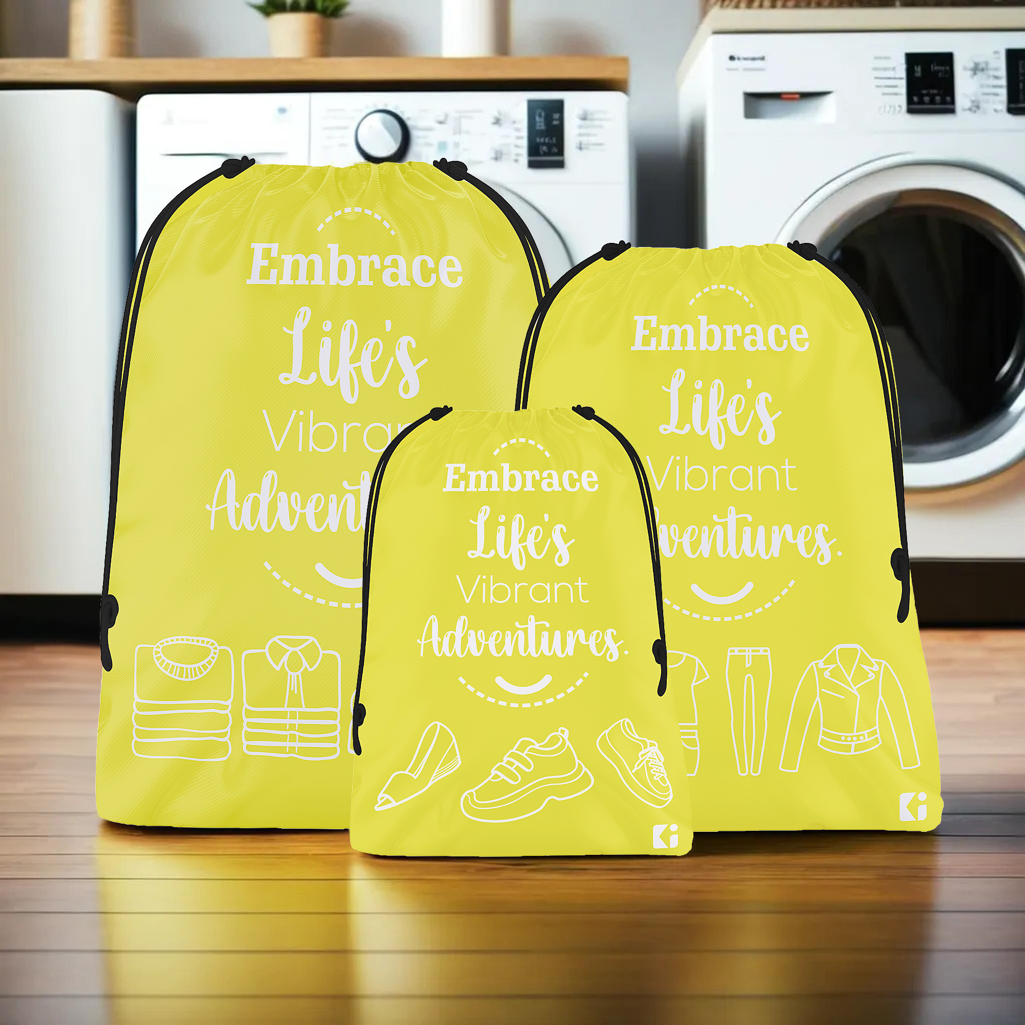 Kuber Industries Travel Organizer Combo Set | Cloth Storage Bags Set | Water-Resistant Organizer for Shoe-Garments-Laundry-Lingerie | Cloth Carrying Bag | Small-Medium-Large | Yellow