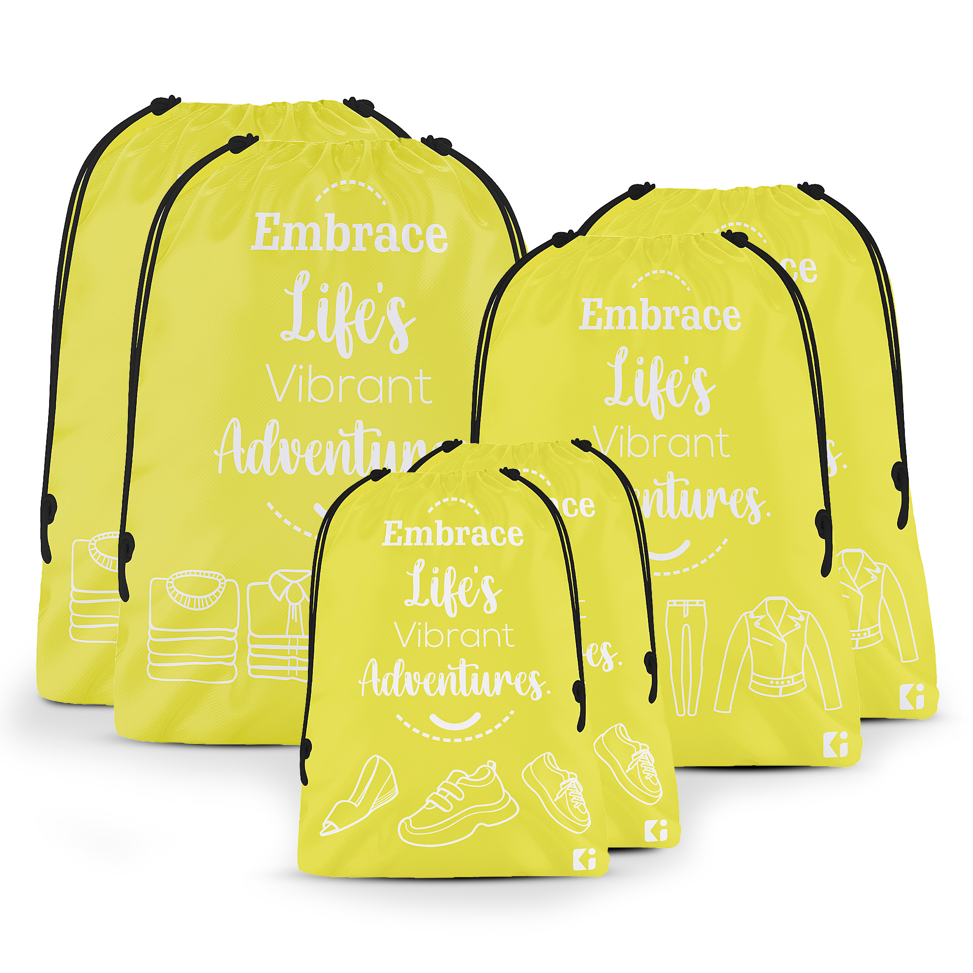 Kuber Industries Travel Organizer Combo Set | Cloth Storage Bags Set | Water-Resistant Organizer for Shoe-Garments-Laundry-Lingerie | Cloth Carrying Bag | Small-Medium-Large | Yellow