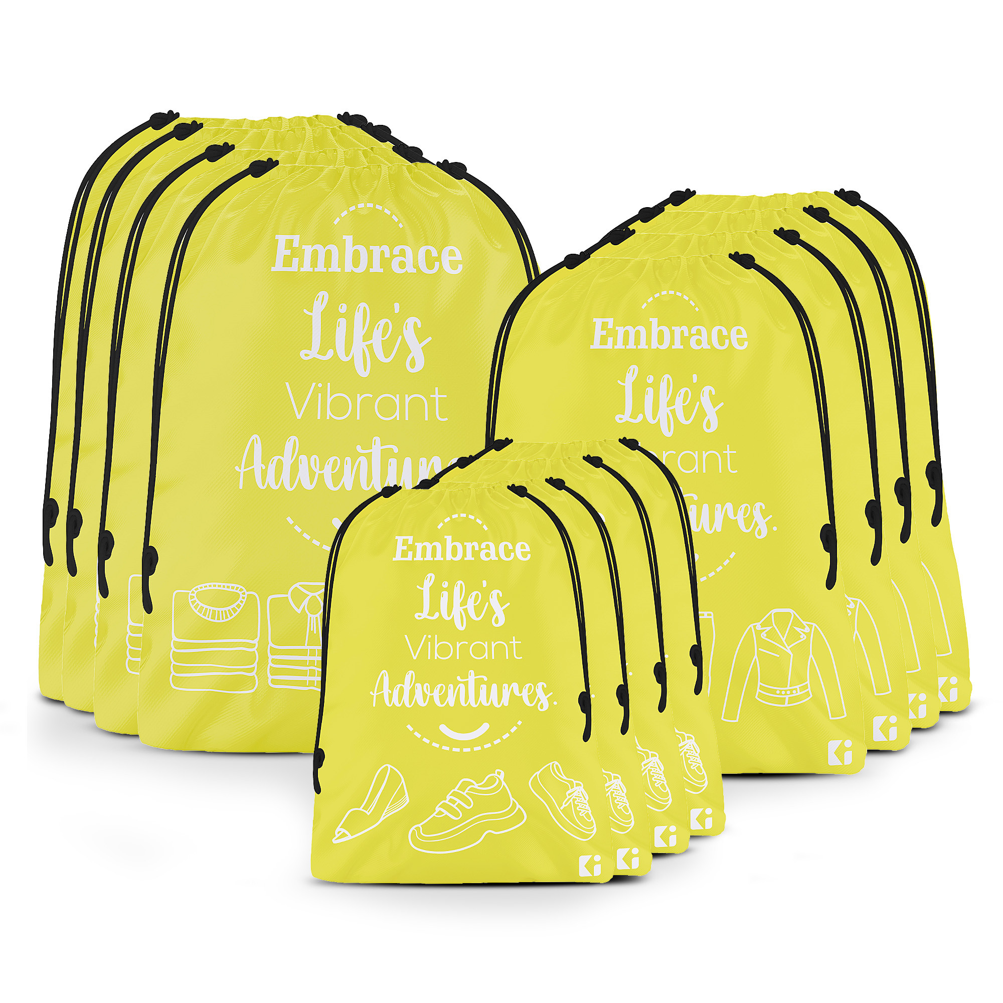 Kuber Industries Travel Organizer Combo Set | Cloth Storage Bags Set | Water-Resistant Organizer for Shoe-Garments-Laundry-Lingerie | Cloth Carrying Bag | Small-Medium-Large | Yellow