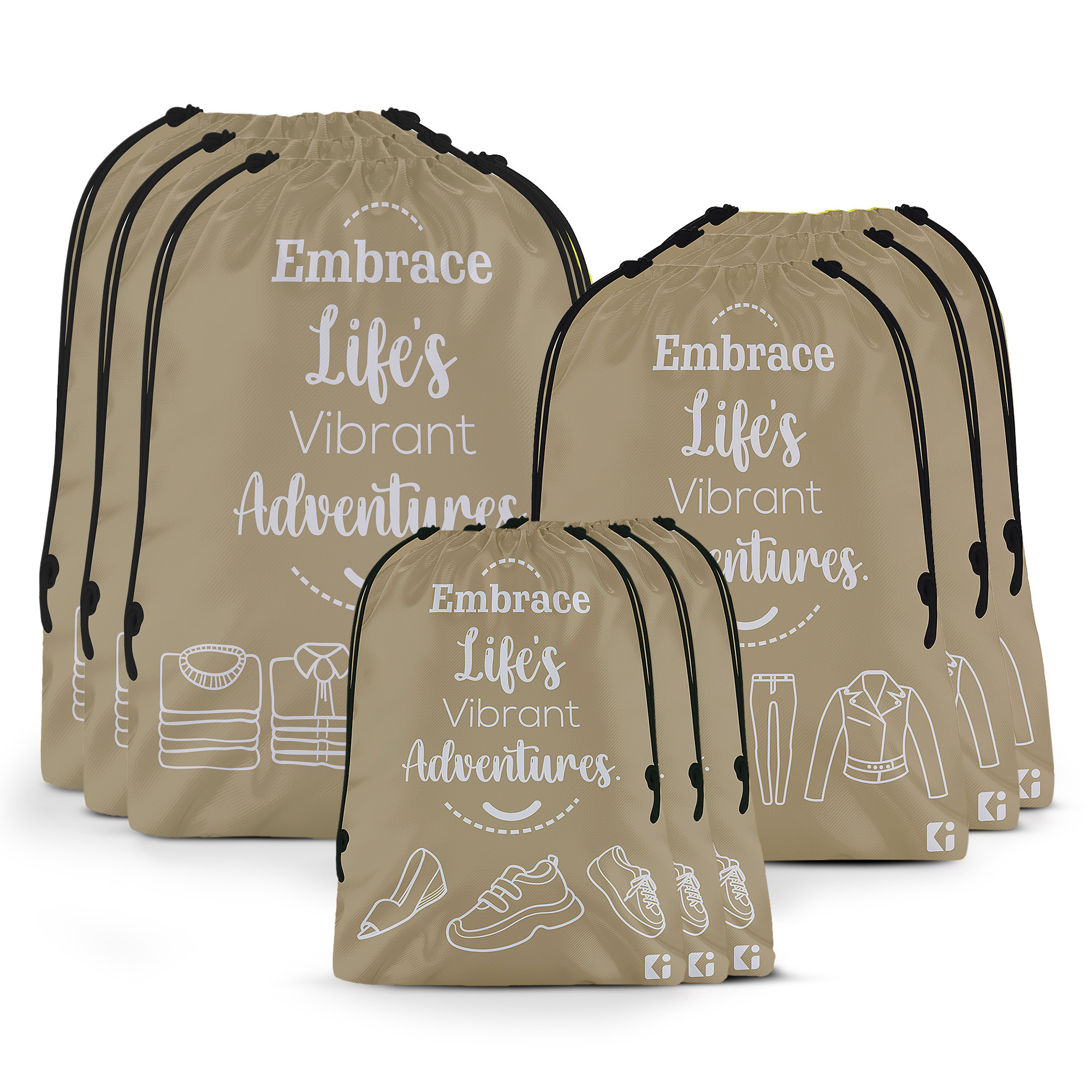 Kuber Industries Travel Organizer Combo Set | Cloth Storage Bags Set | Water-Resistant Organizer for Shoe-Garments-Laundry-Lingerie | Cloth Carrying Bag | Small-Medium-Large | Brown