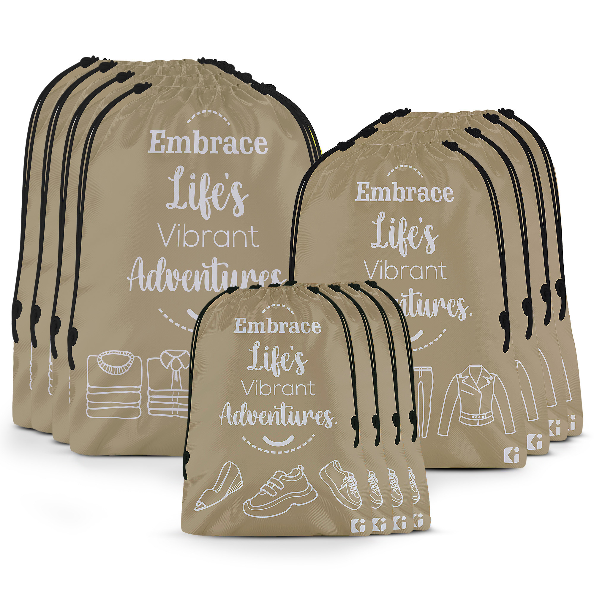 Kuber Industries Travel Organizer Combo Set | Cloth Storage Bags Set | Water-Resistant Organizer for Shoe-Garments-Laundry-Lingerie | Cloth Carrying Bag | Small-Medium-Large | Brown