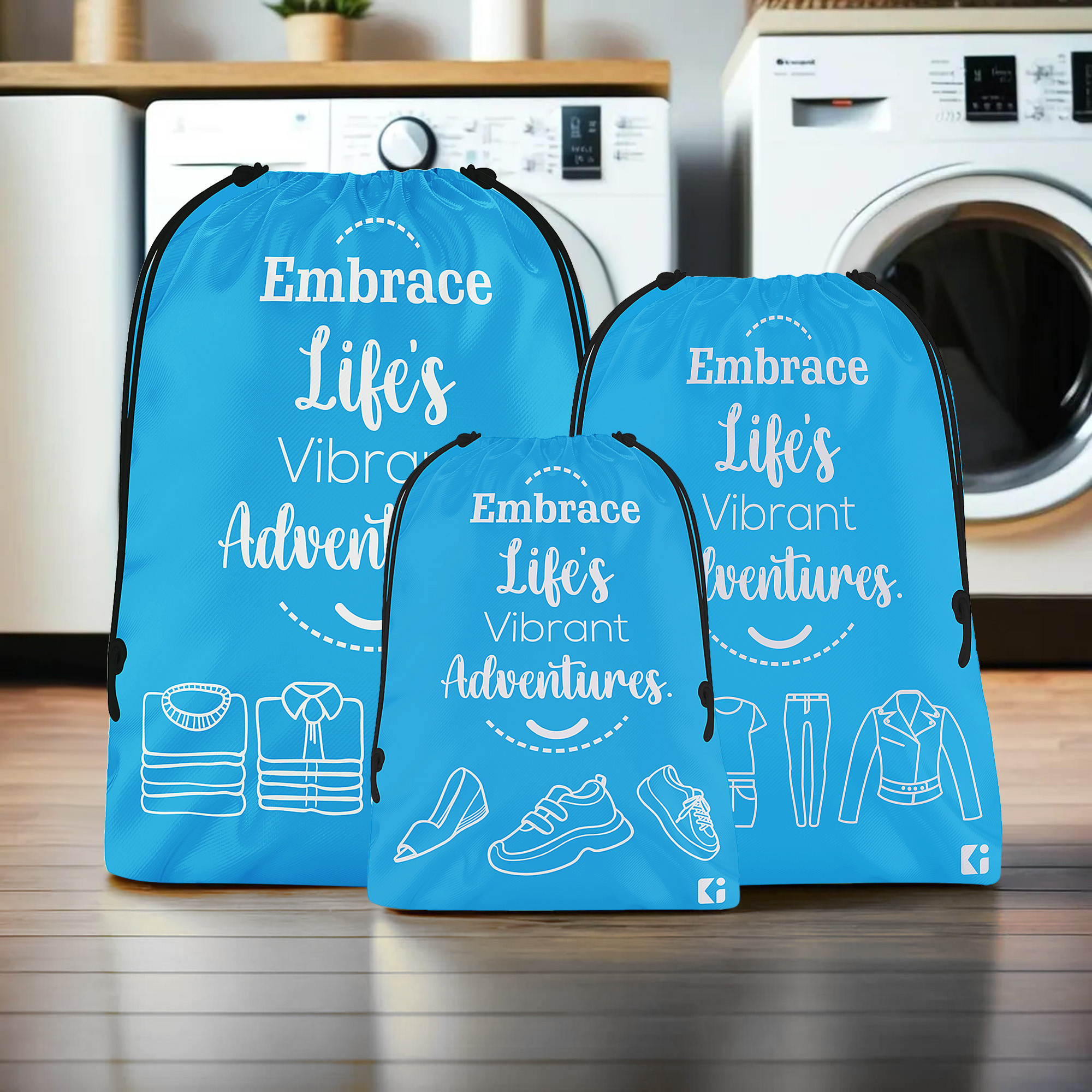 Kuber Industries Travel Organizer Combo Set | Storage Bags Set | Water-Resistant Organizer for Shoe-Garments-Laundry-Lingerie | Cloth Carrying Bag | Small-Medium-Large | Sky Blue