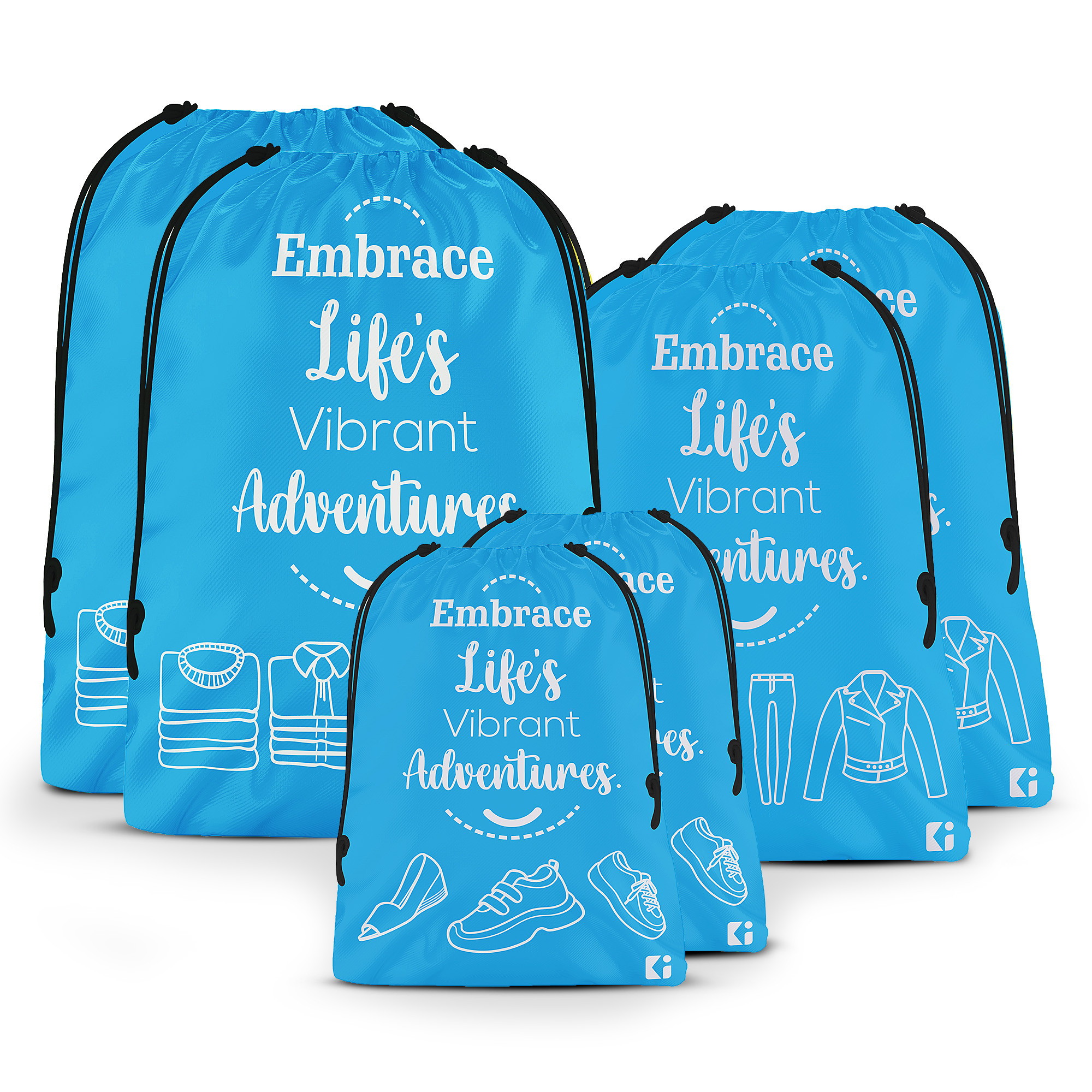 Kuber Industries Travel Organizer Combo Set | Storage Bags Set | Water-Resistant Organizer for Shoe-Garments-Laundry-Lingerie | Cloth Carrying Bag | Small-Medium-Large | Sky Blue