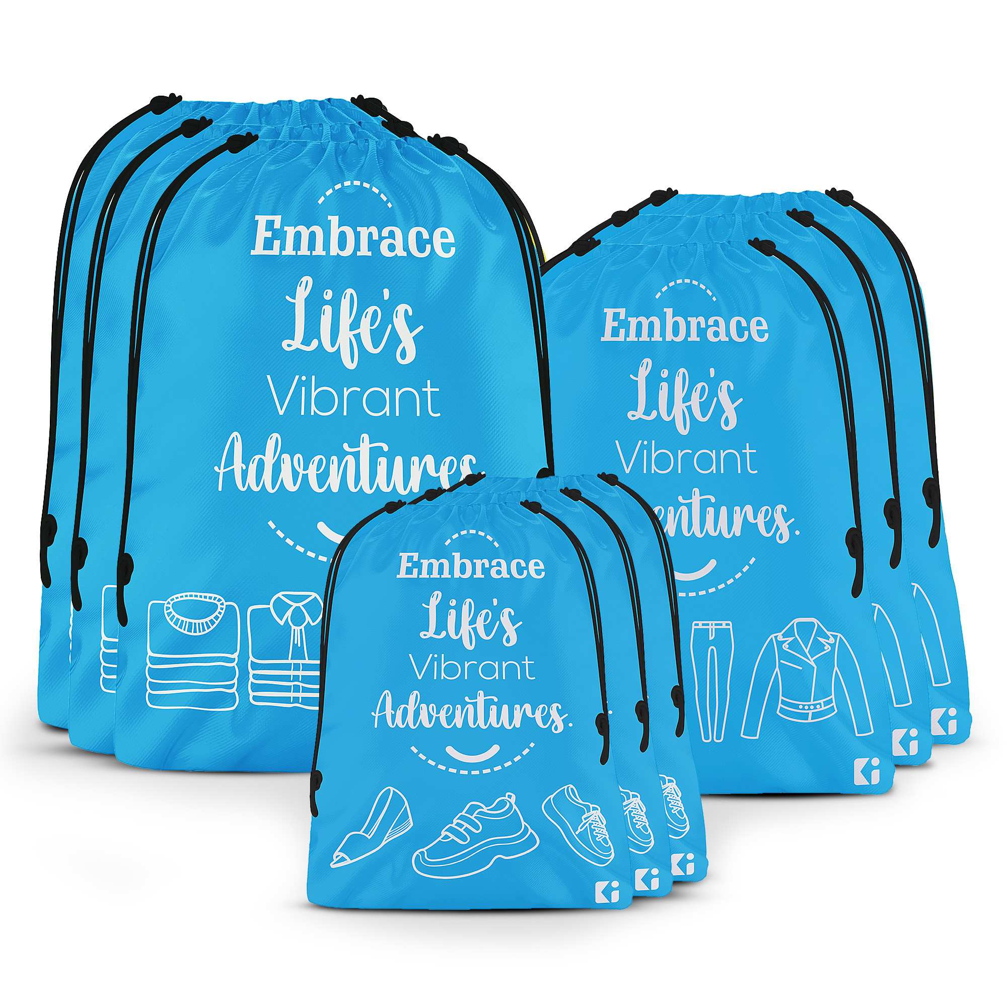 Kuber Industries Travel Organizer Combo Set | Storage Bags Set | Water-Resistant Organizer for Shoe-Garments-Laundry-Lingerie | Cloth Carrying Bag | Small-Medium-Large | Sky Blue
