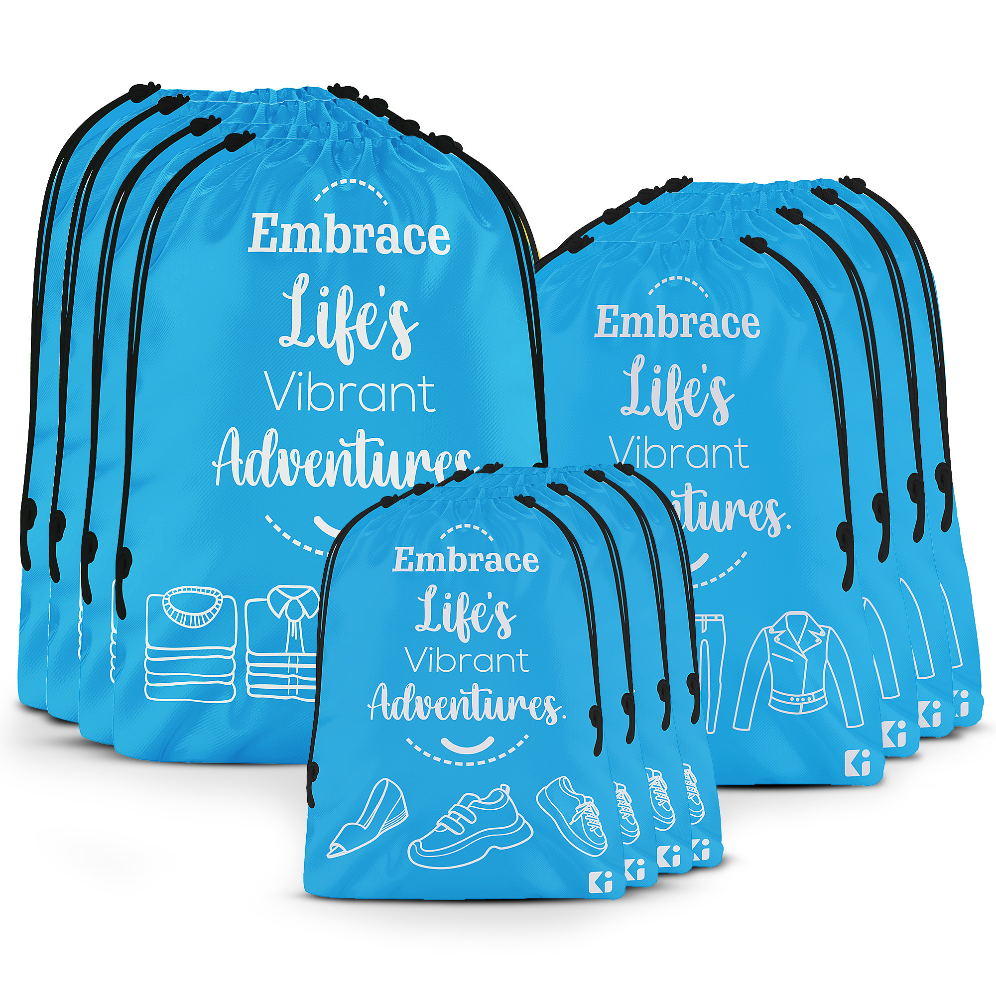 Kuber Industries Travel Organizer Combo Set | Storage Bags Set | Water-Resistant Organizer for Shoe-Garments-Laundry-Lingerie | Cloth Carrying Bag | Small-Medium-Large | Sky Blue
