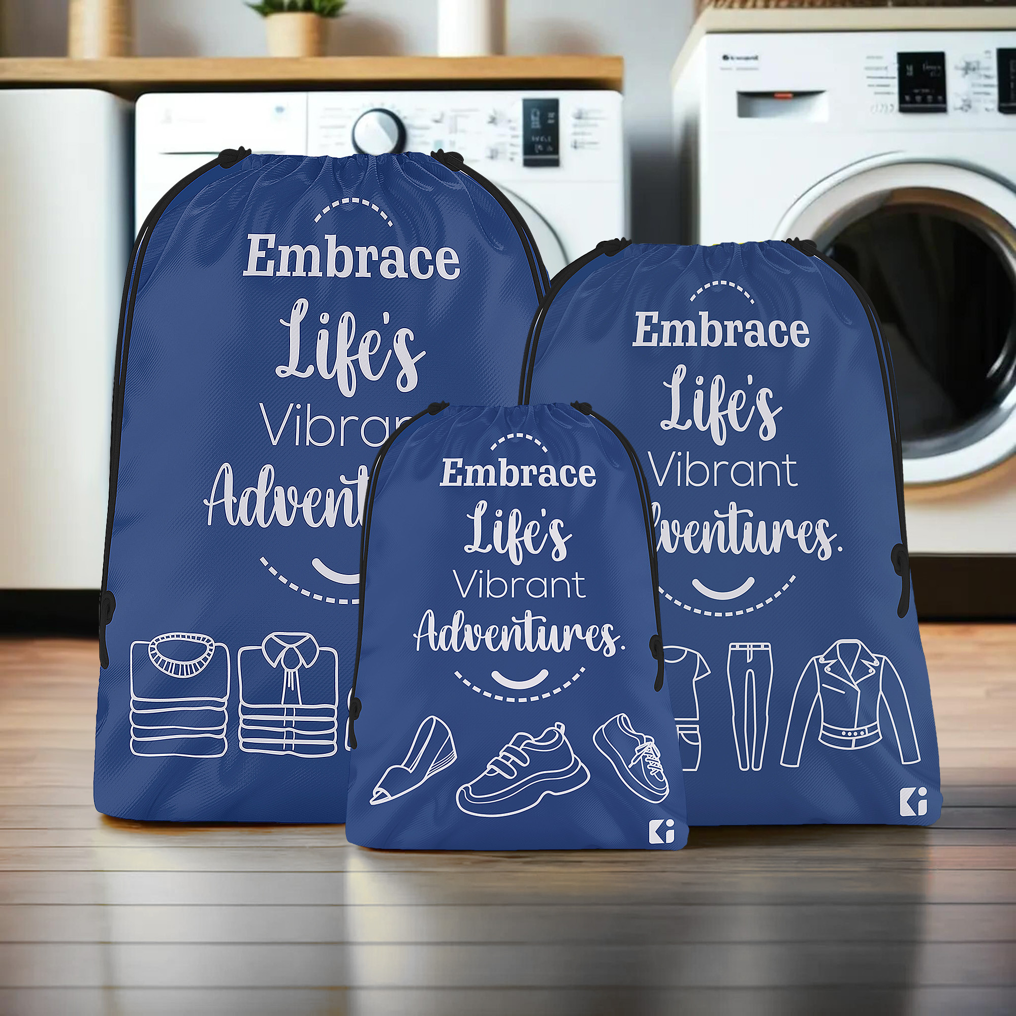 Kuber Industries Travel Organizer Combo Set | Storage Bags Set | Water-Resistant Organizer for Shoe-Garments-Laundry-Lingerie | Cloth Carrying Bag | Small-Medium-Large | Royal Blue