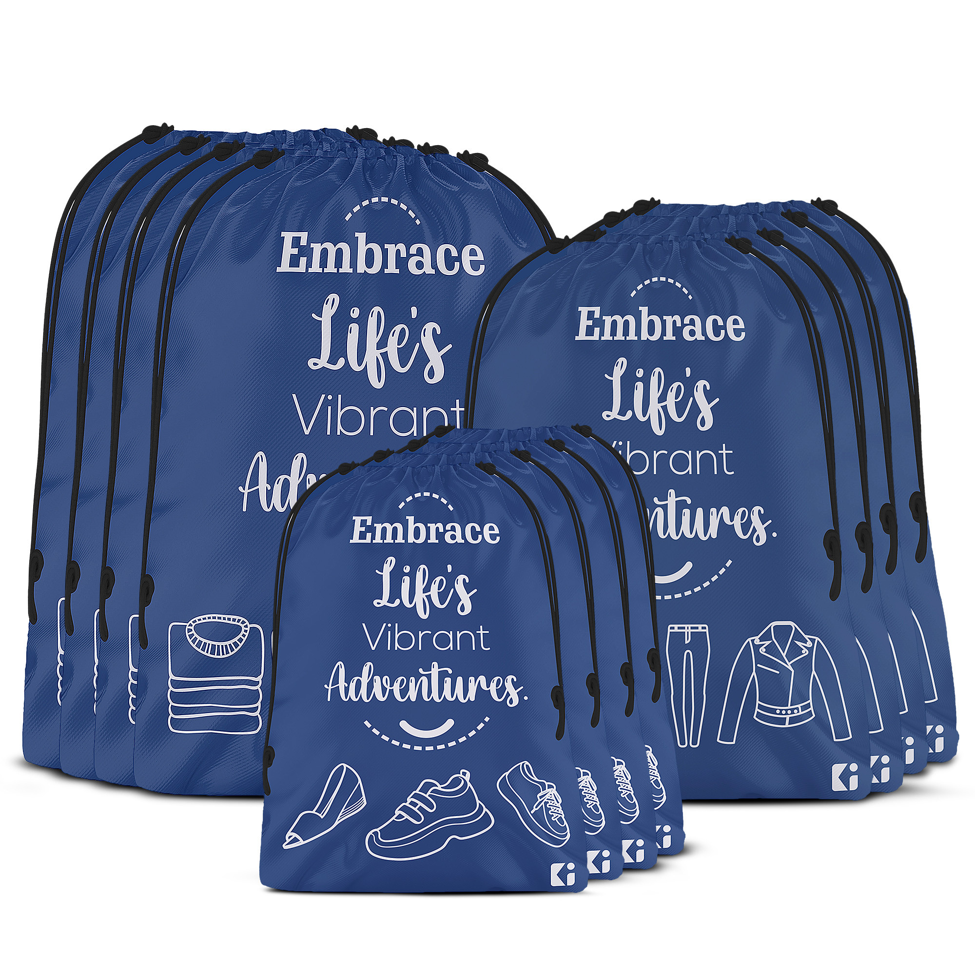 Kuber Industries Travel Organizer Combo Set | Storage Bags Set | Water-Resistant Organizer for Shoe-Garments-Laundry-Lingerie | Cloth Carrying Bag | Small-Medium-Large | Royal Blue