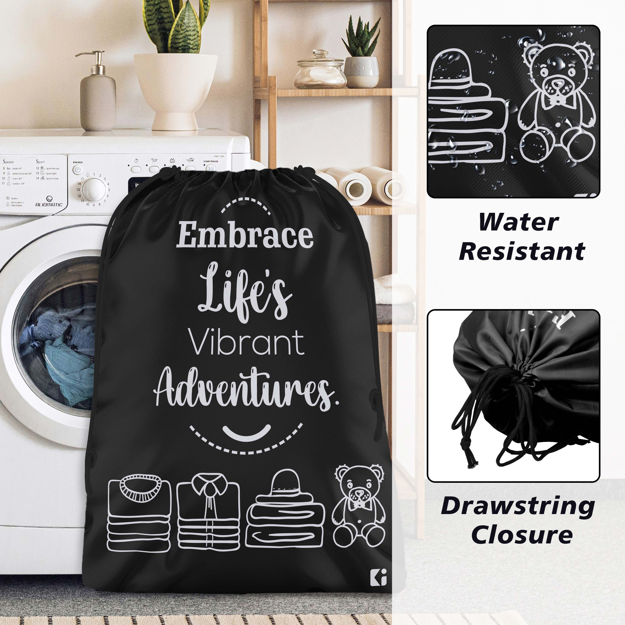 Kuber Industries Travel Organizer Combo Set | Storage Bags Set | Water-Resistant Organizer for Shoe-Garments-Laundry-Lingerie | Cloth Carrying Bag | Small-Medium-Large | Black