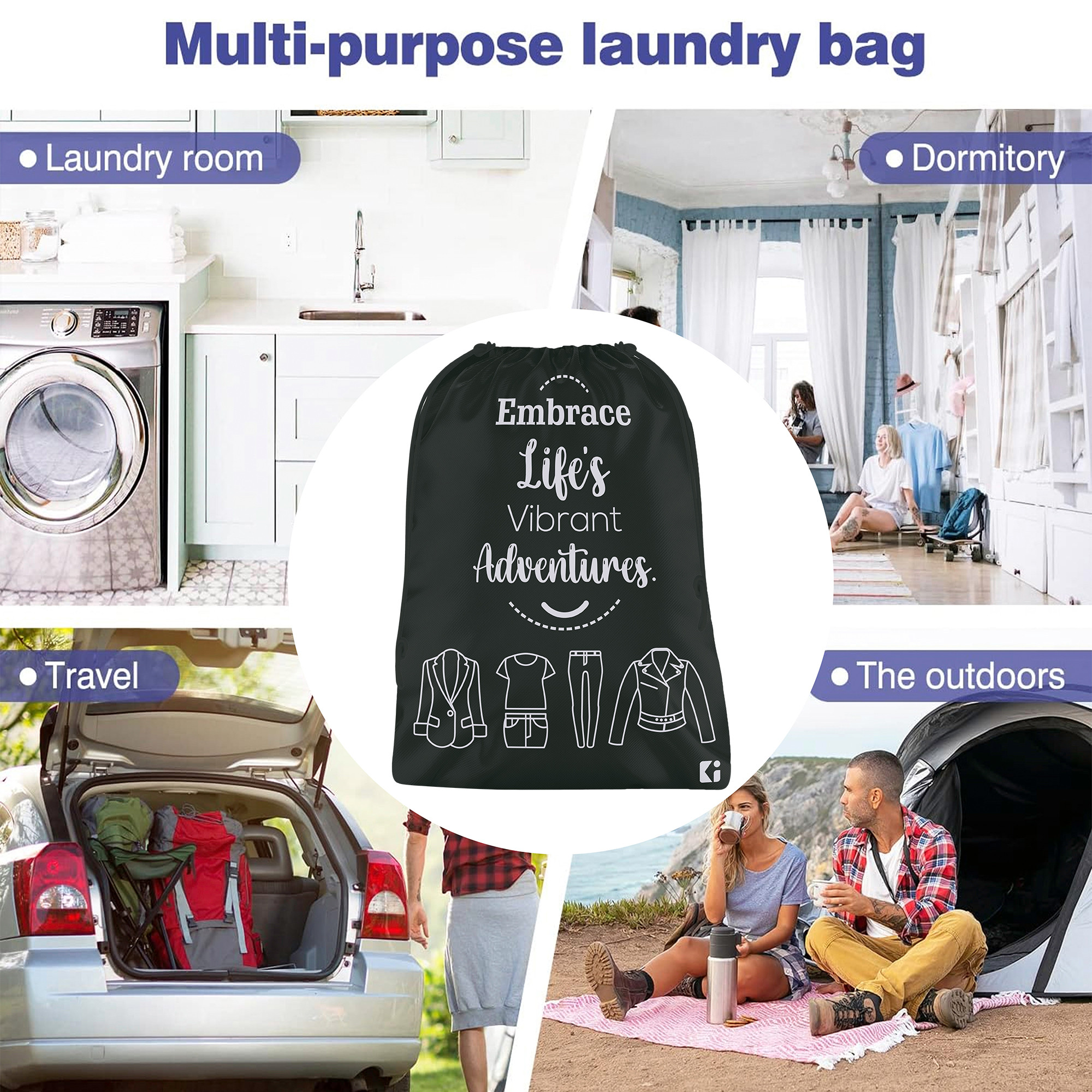 Kuber Industries Travel Organizer Combo Set | Storage Bags Set | Water-Resistant Organizer for Shoe-Garments-Laundry-Lingerie | Cloth Carrying Bag | Small-Medium-Large | Black