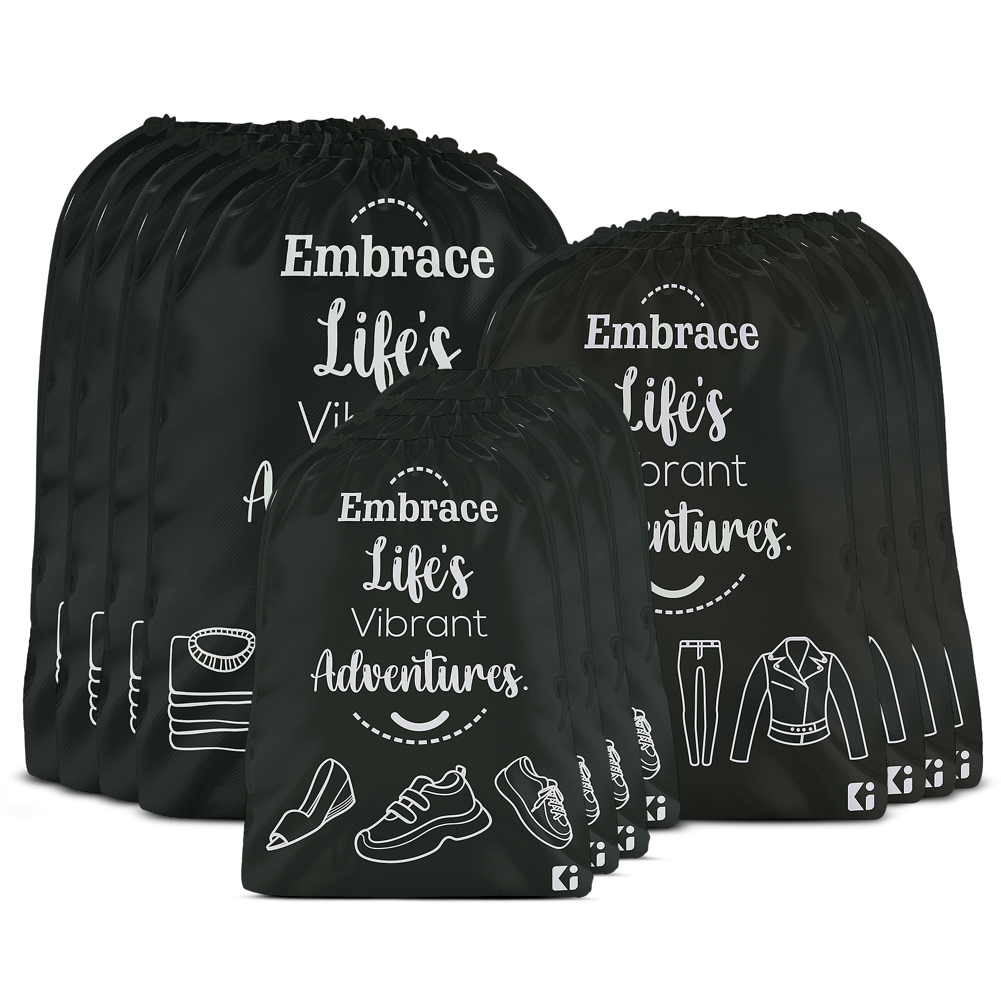 Kuber Industries Travel Organizer Combo Set | Storage Bags Set | Water-Resistant Organizer for Shoe-Garments-Laundry-Lingerie | Cloth Carrying Bag | Small-Medium-Large | Black