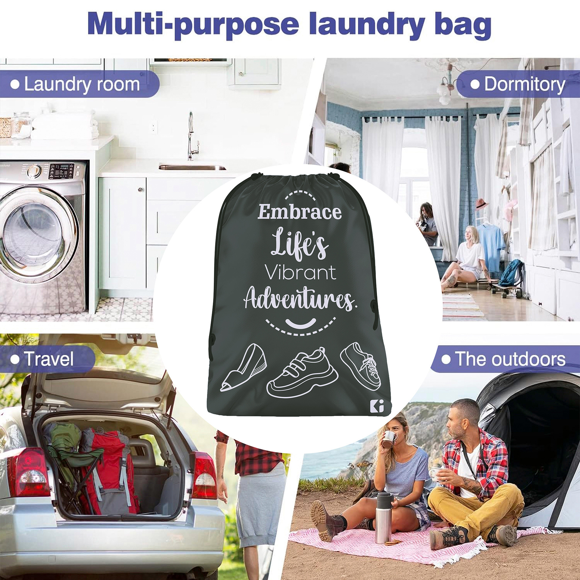 Kuber Industries Travel Organizer Combo Set | Storage Bags Set | Water-Resistant Organizer for Shoe-Garments-Laundry-Lingerie | Cloth Carrying Bag | Small-Medium-Large | Gray